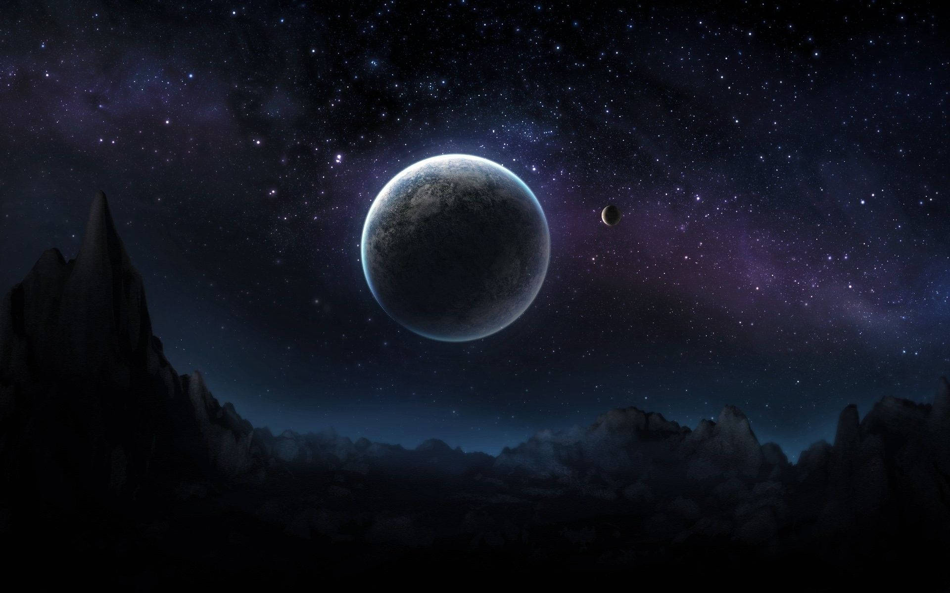 Beautiful Dark Outer Space And Planet Wallpaper