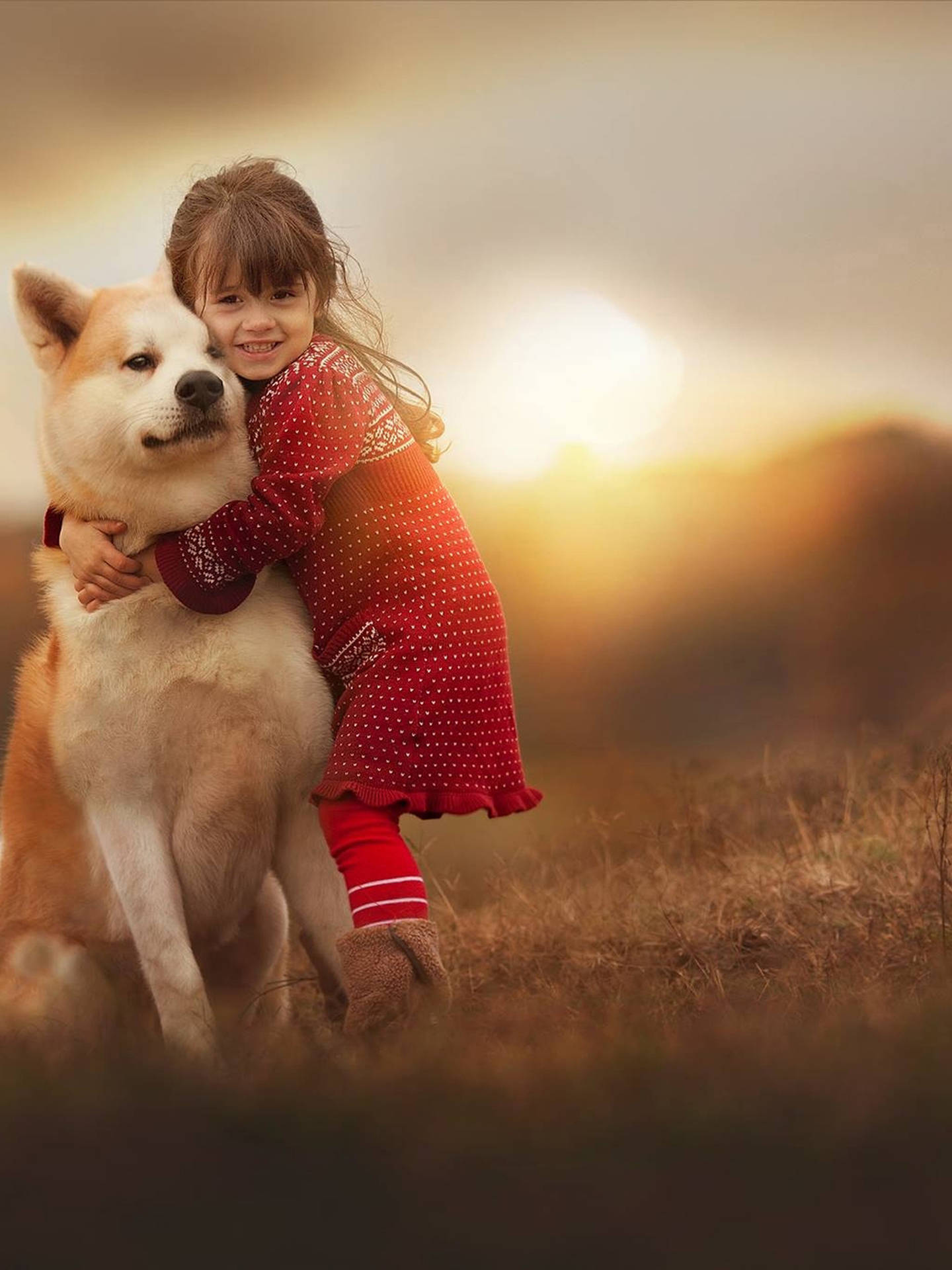 Beautiful Day Dog And Girl Wallpaper