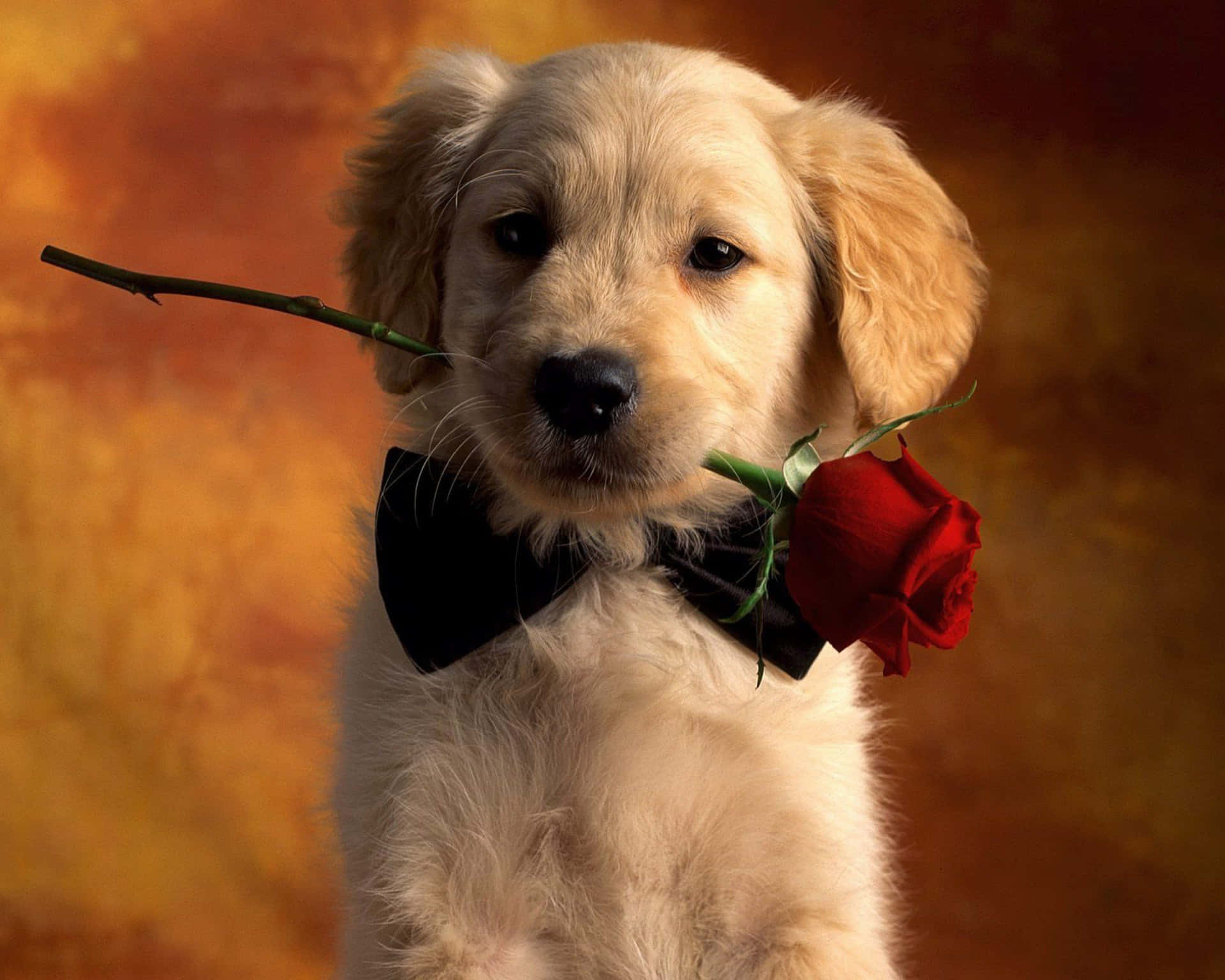 Beautiful Rose Flower Dog Picture