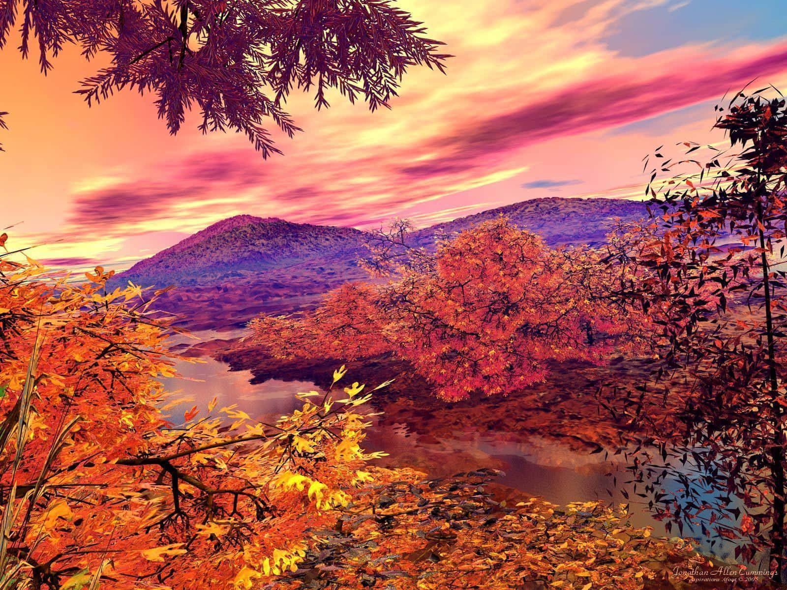 Udnyt efteråret sæsonen med en fredelig gåtur blandt de farverige faldne blade. Wallpaper