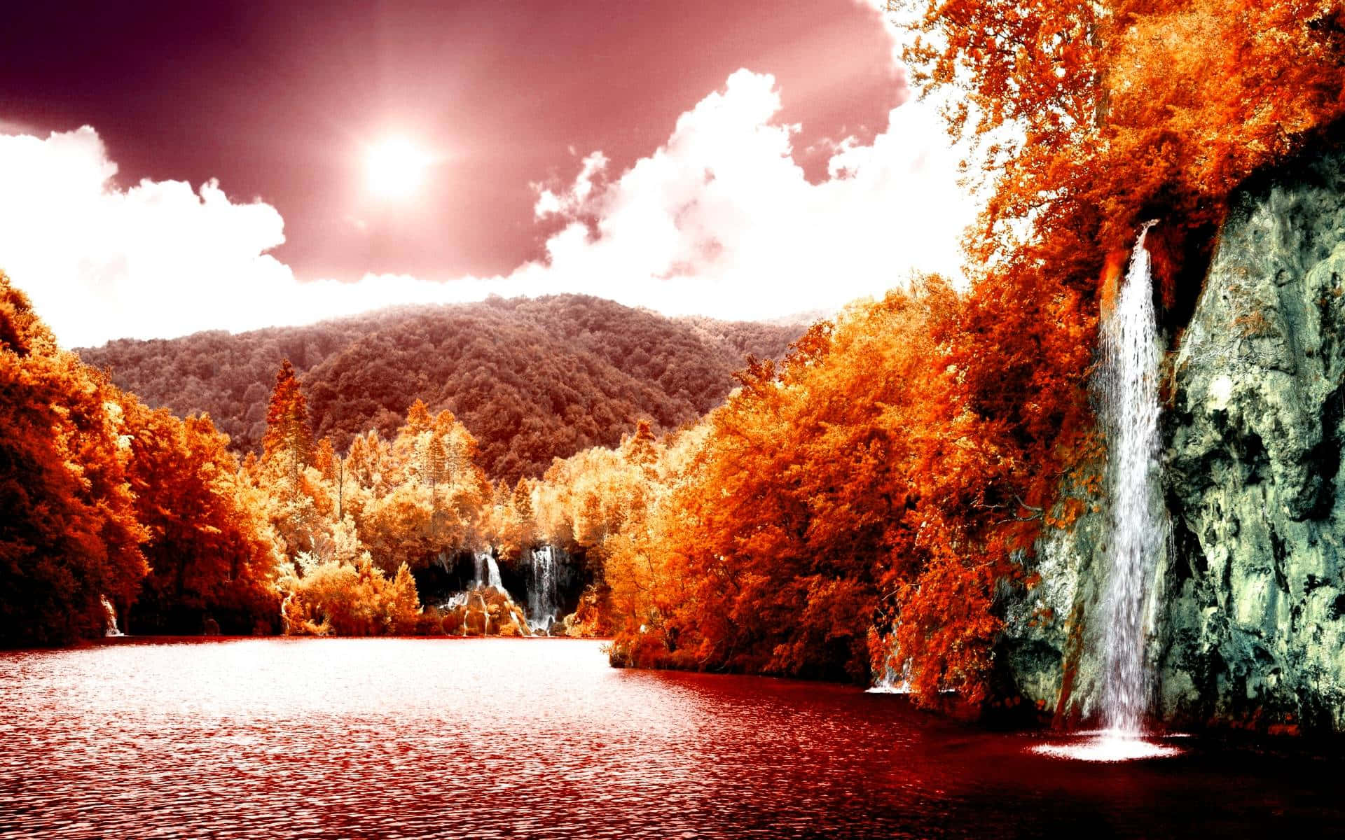 A picturesque view of the fall season Wallpaper