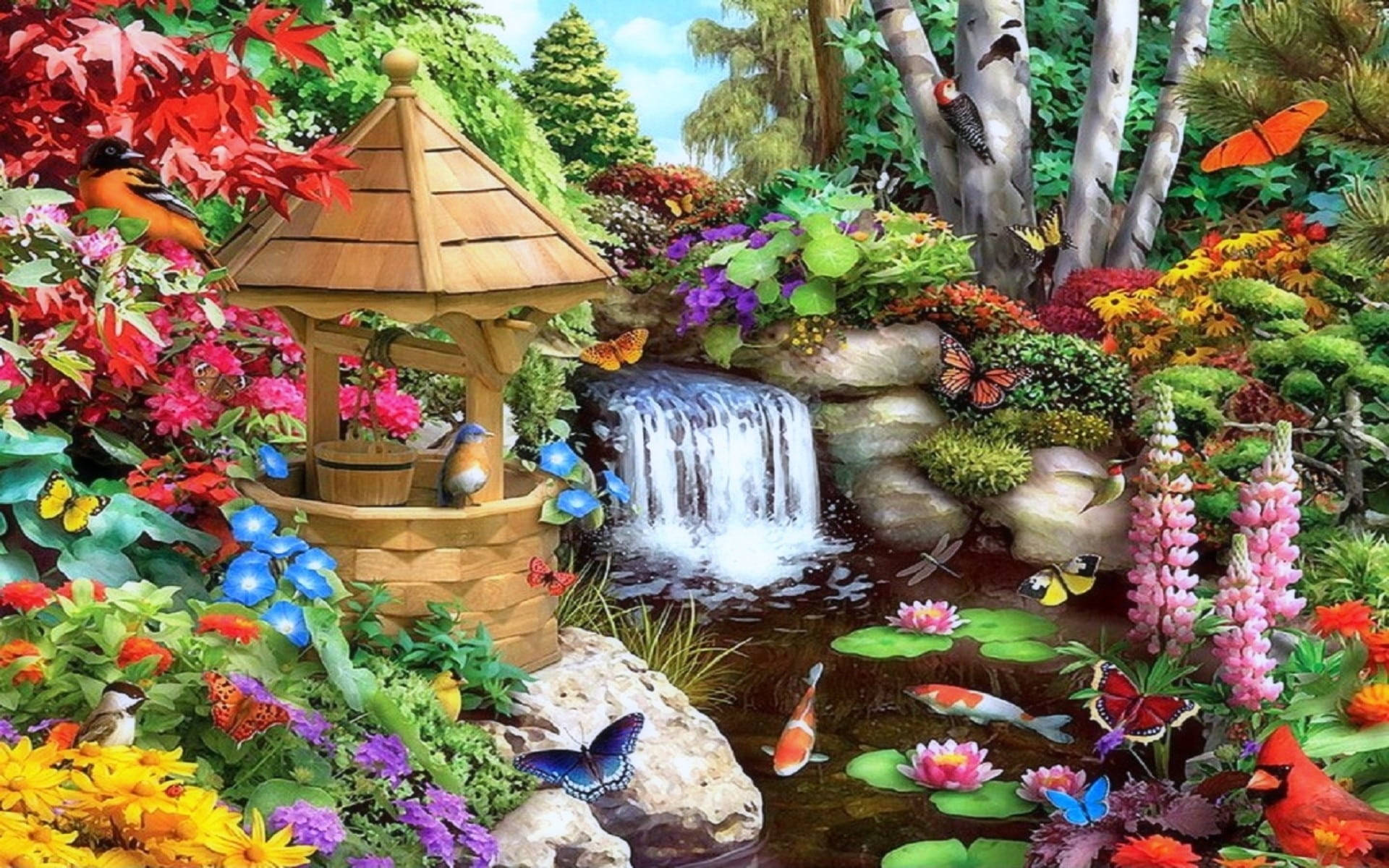 WPFZH Photo wallpaper of classic Chinese style HD waterfall fish pond  beautiful nature landscape 3D Mural living room studio cool 150 * 105cm:  Buy Online at Best Price in UAE - Amazon.ae