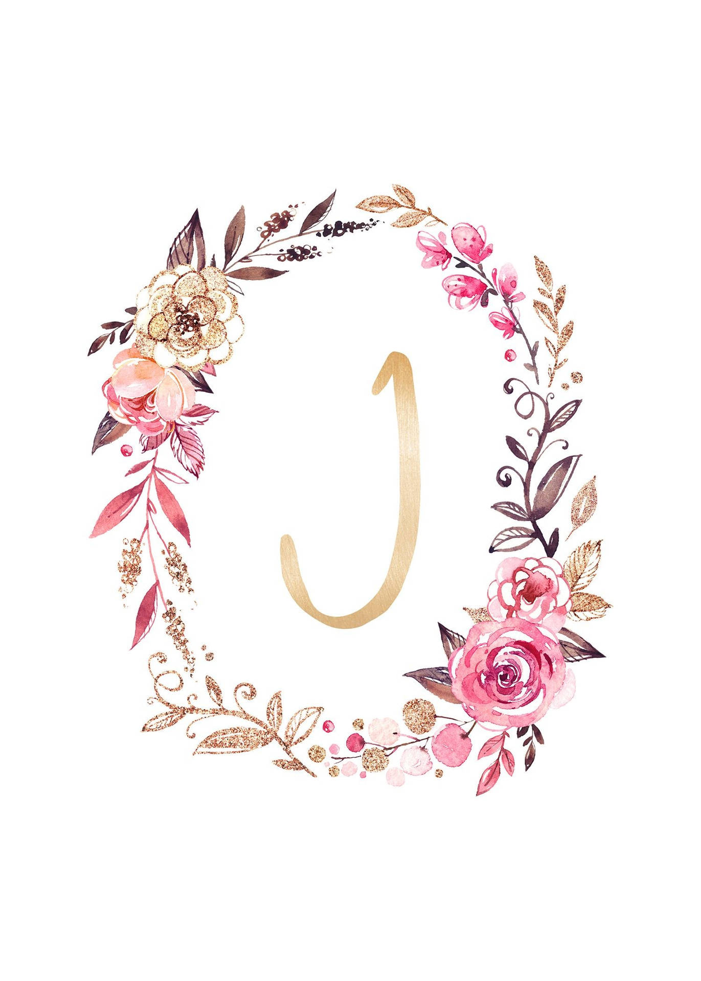 Beautiful Floral Letter J