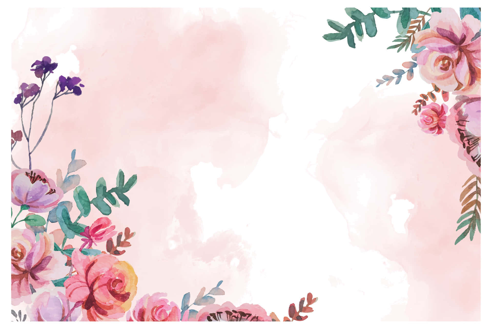 Vattenfärgblommig Bakgrund Med Rosa Blommor
