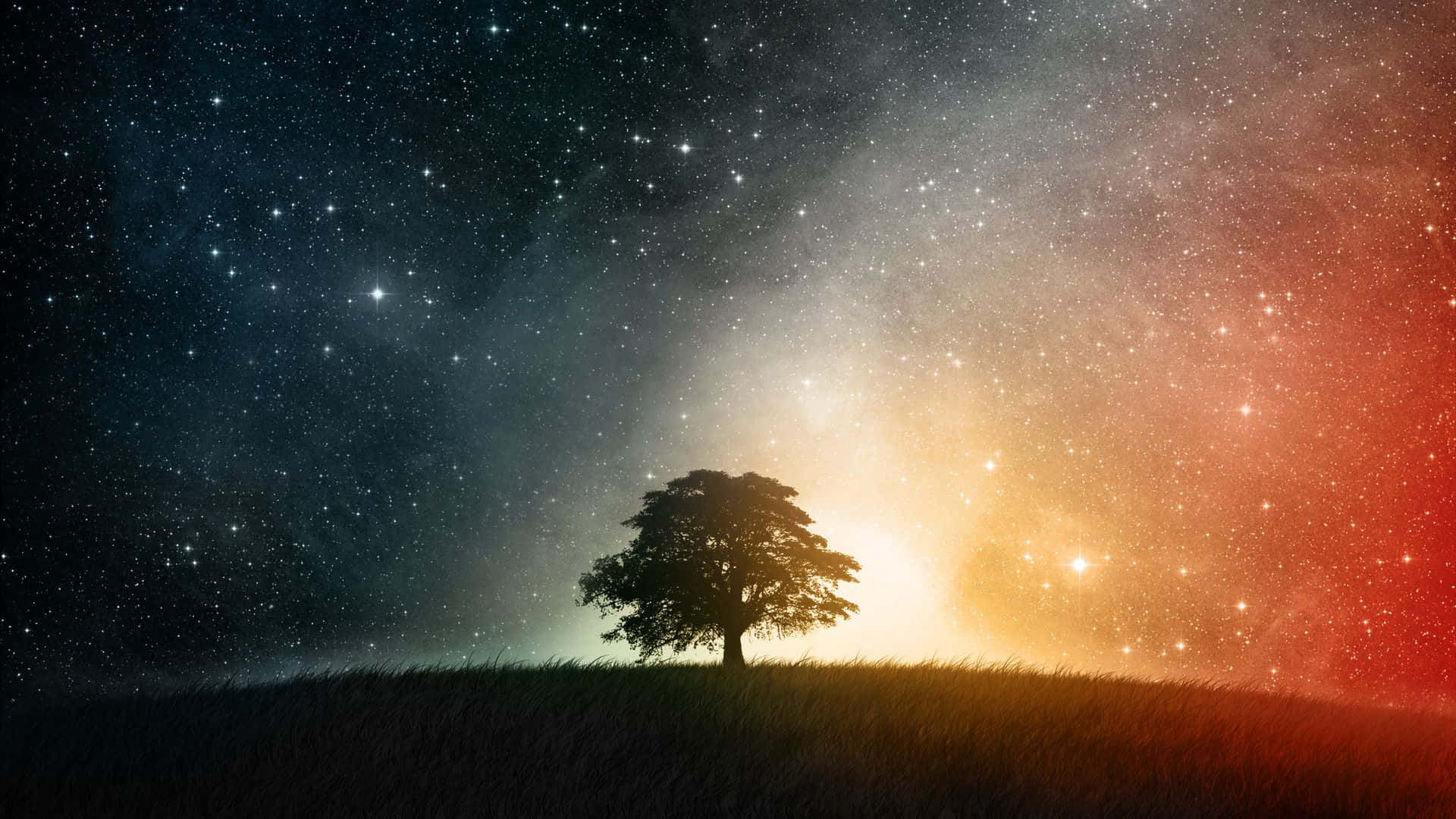 Et foto af nattehimlen fyldt med dejlige stjerner og en mystisk galakse. Wallpaper