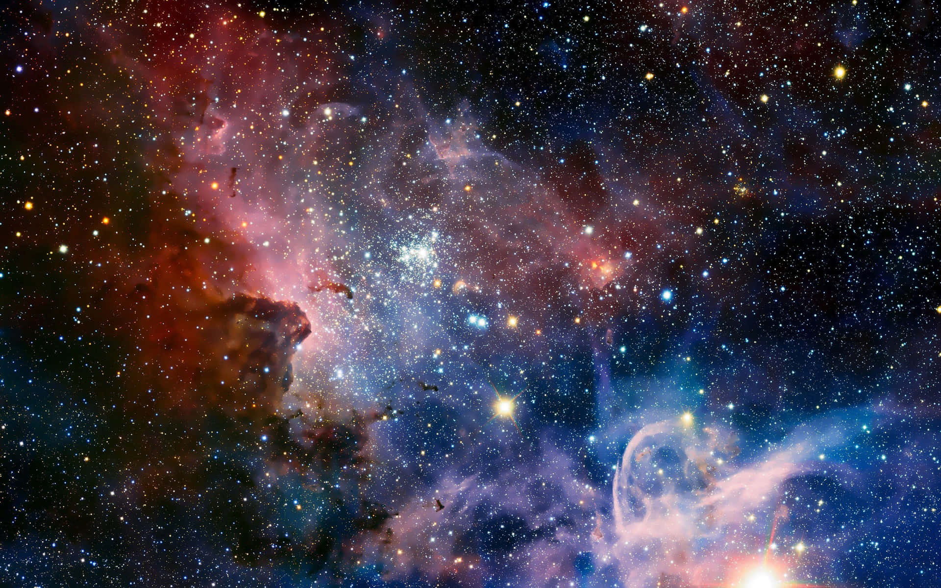 Smuk galakse fyldt med farverige stjerner Wallpaper