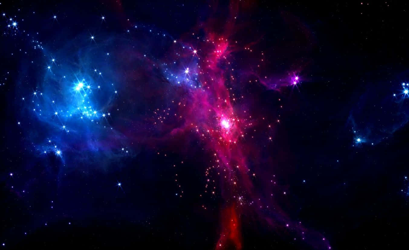 Beautiful Galaxy With Blue And Red Nebulas Wallpaper