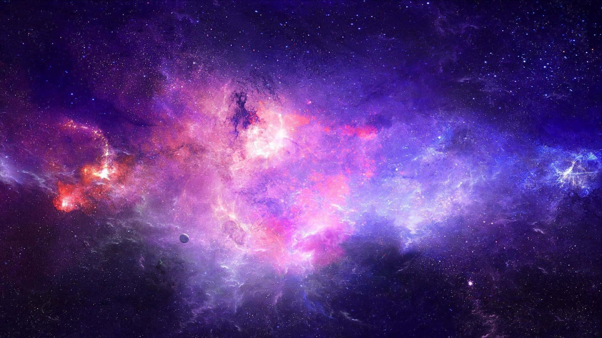 Smuk Galakse Med Lilla Og Pink Skyer Wallpaper