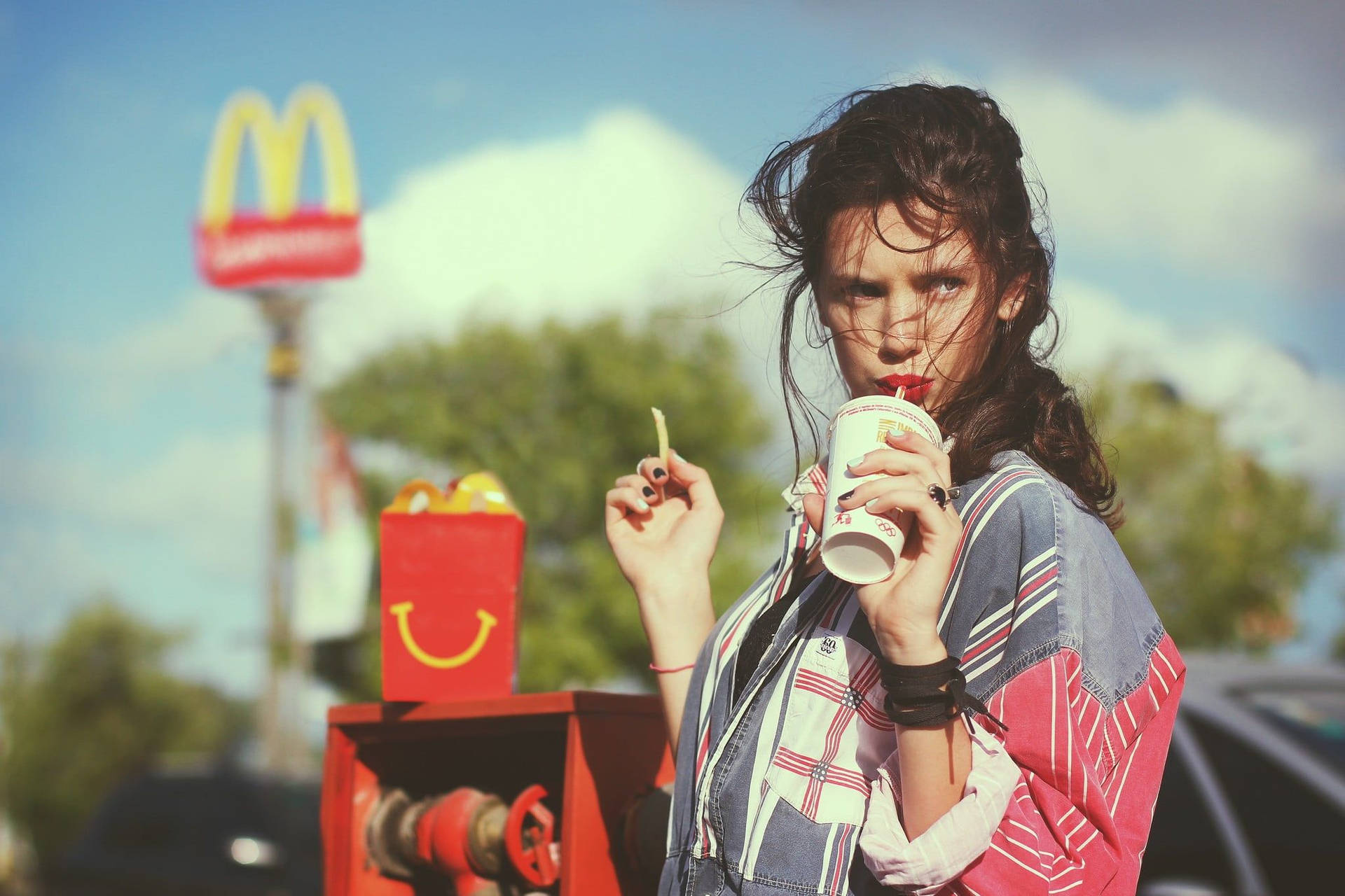 Beautiful Girl And McDonald's Wallpaper