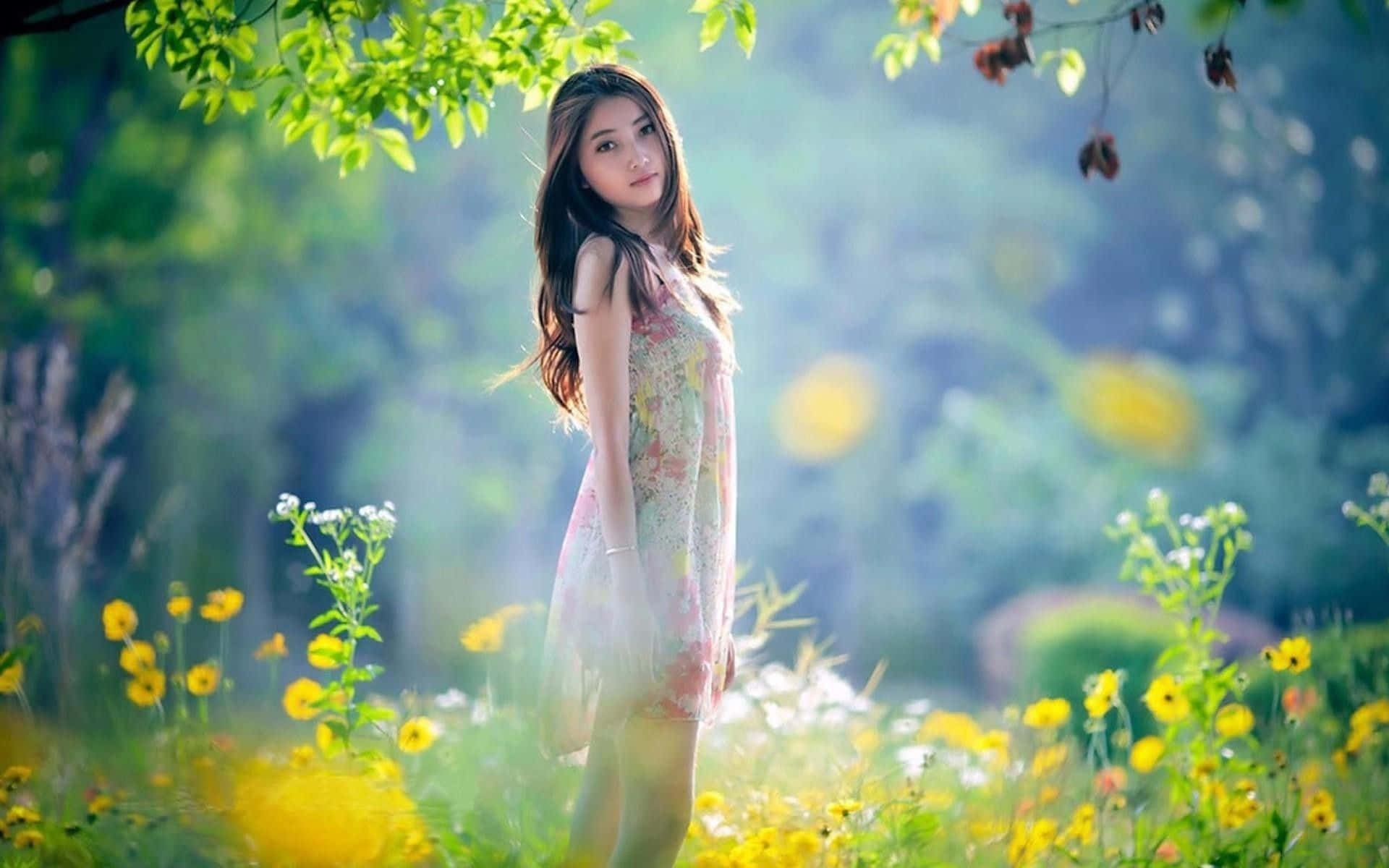 Radiant Beauty Surrounded by Nature