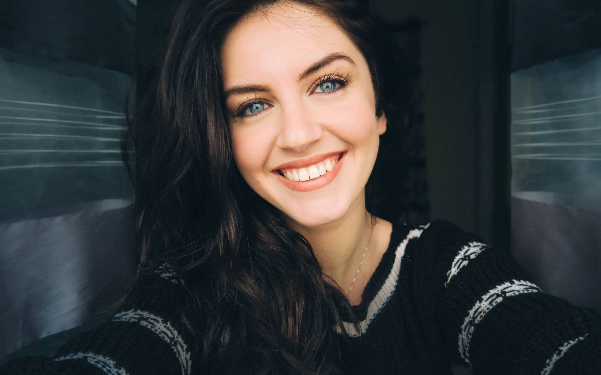 Beautiful Girls Selfie Smiling Background