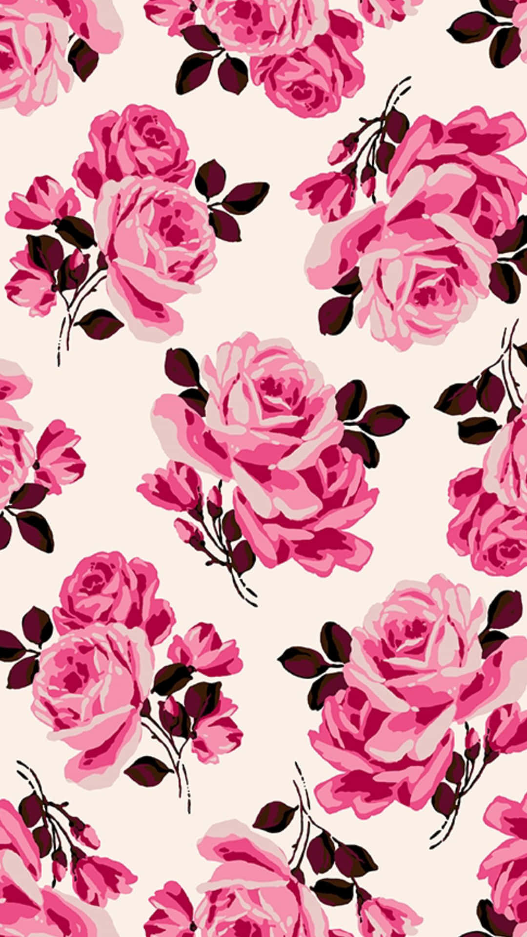 Pink Roses Pattern On A White Background Wallpaper