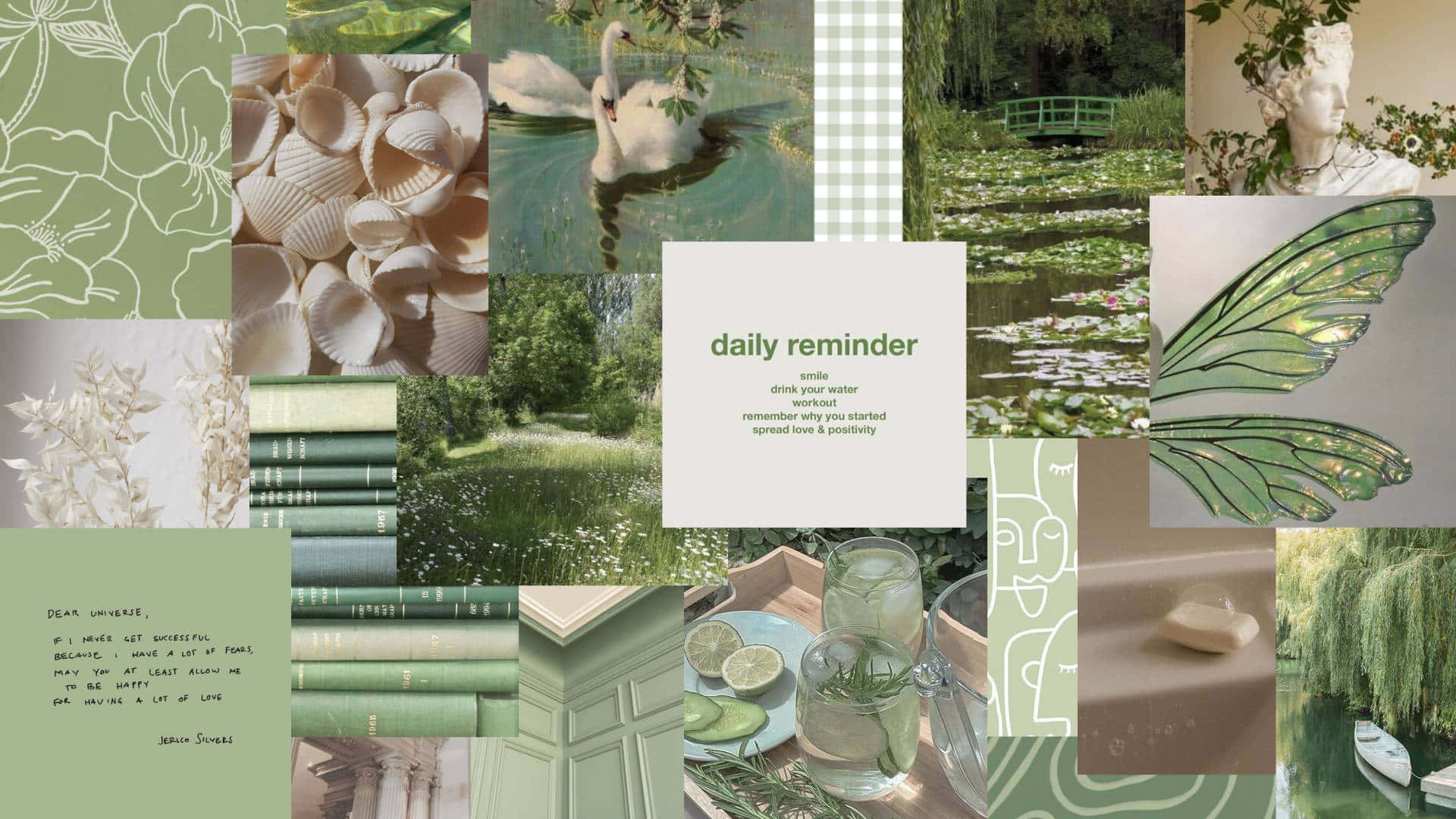 Collageestético Hermoso De Tonos Verdes Y Salvia. Fondo de pantalla