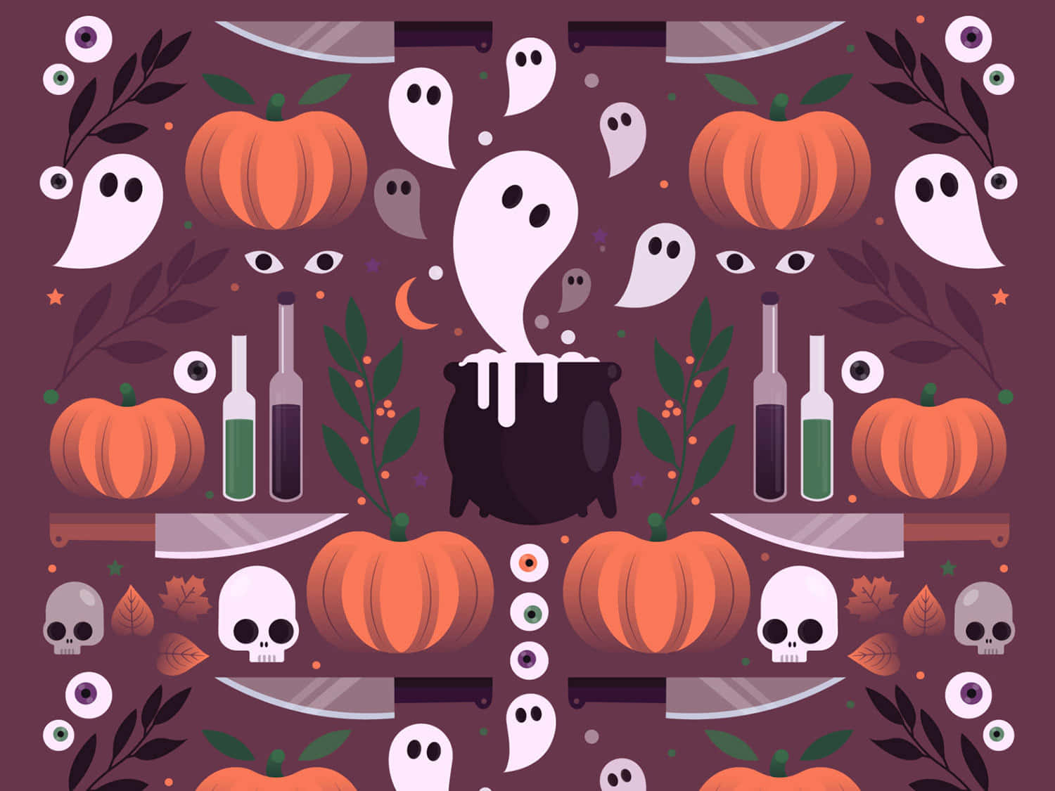 Smukke Halloween-tegninger skaber et fascinerende Halloween-tema. Wallpaper
