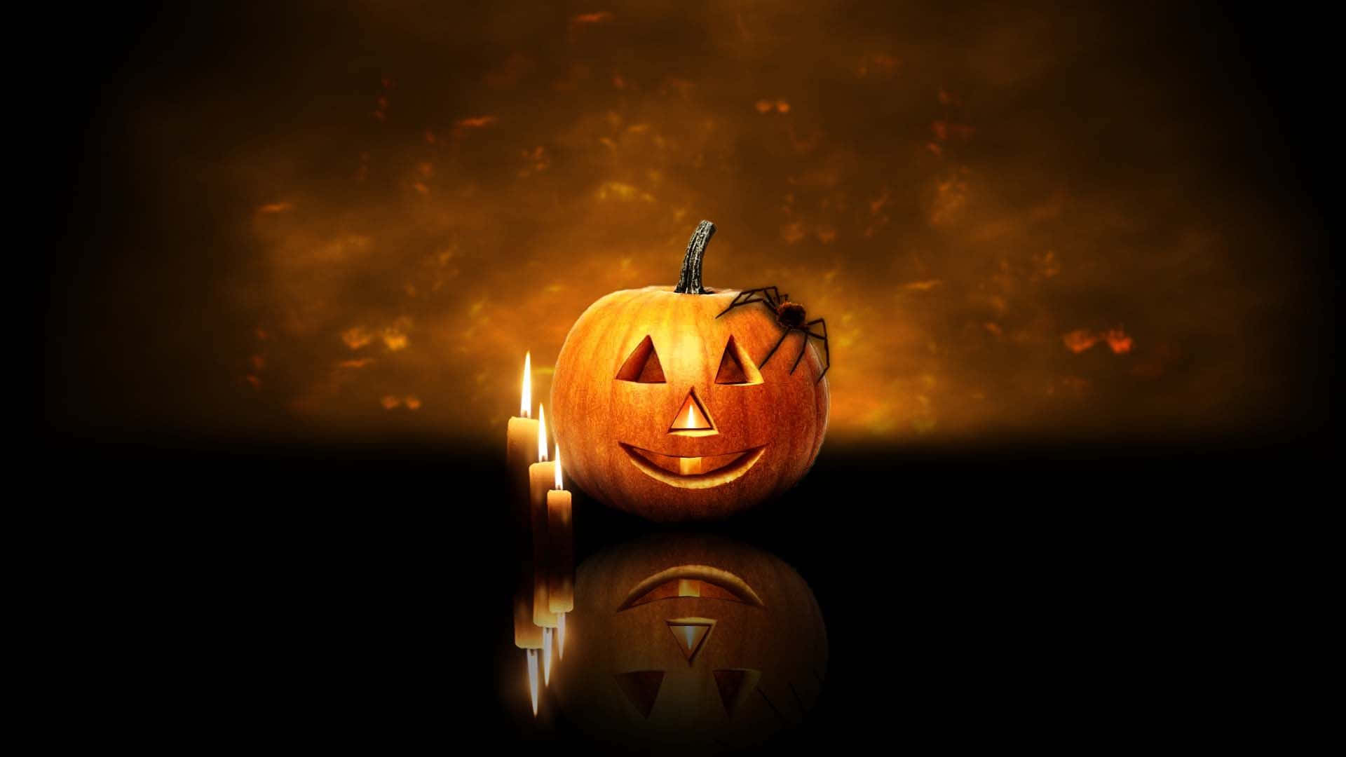 Hermosacalabaza De Halloween Jack-o'-lantern. Fondo de pantalla