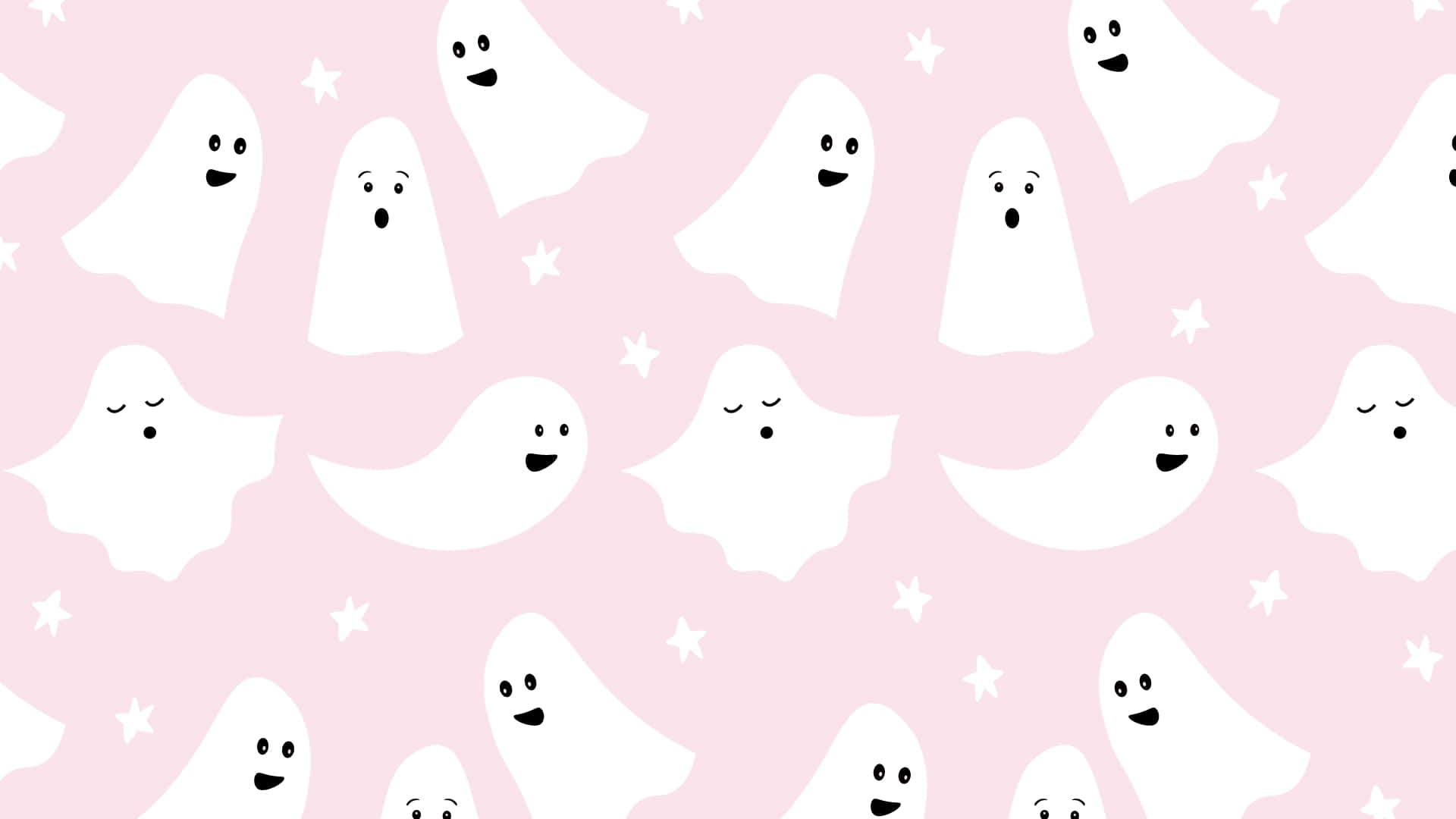 Beautiful Halloween Ghosts On Pink Wallpaper