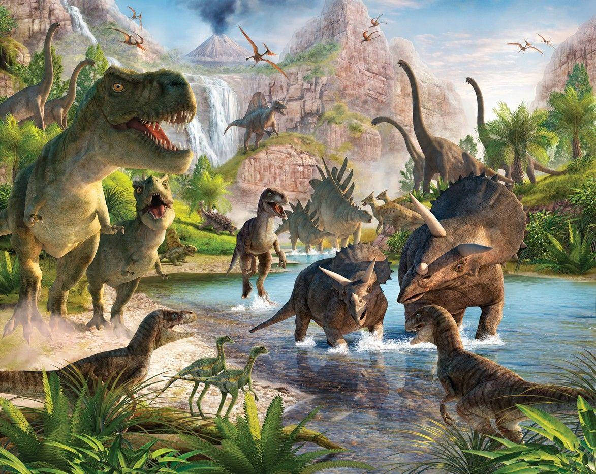 Witness the beauty of a dinosaur in its natural habitat. Wallpaper