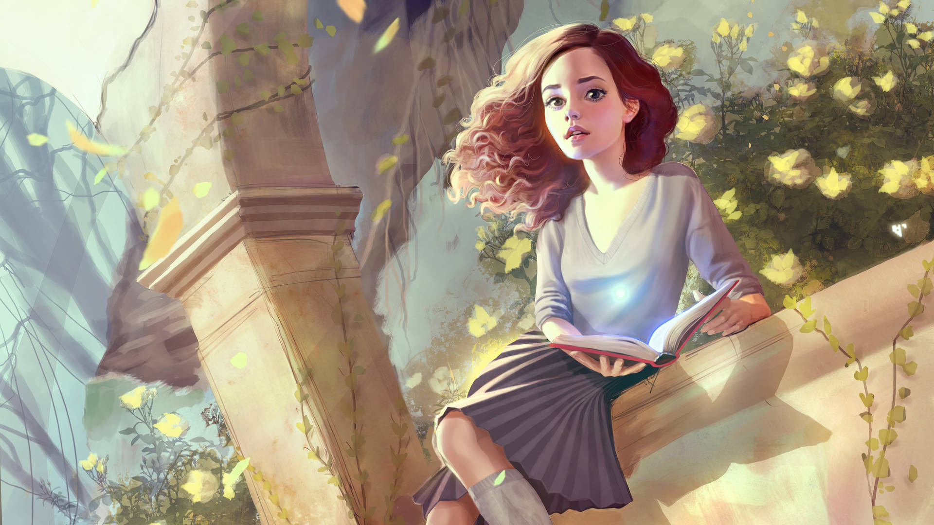"Meet Hermione Granger, brave and brilliant witch from the Harry Potter series" Wallpaper