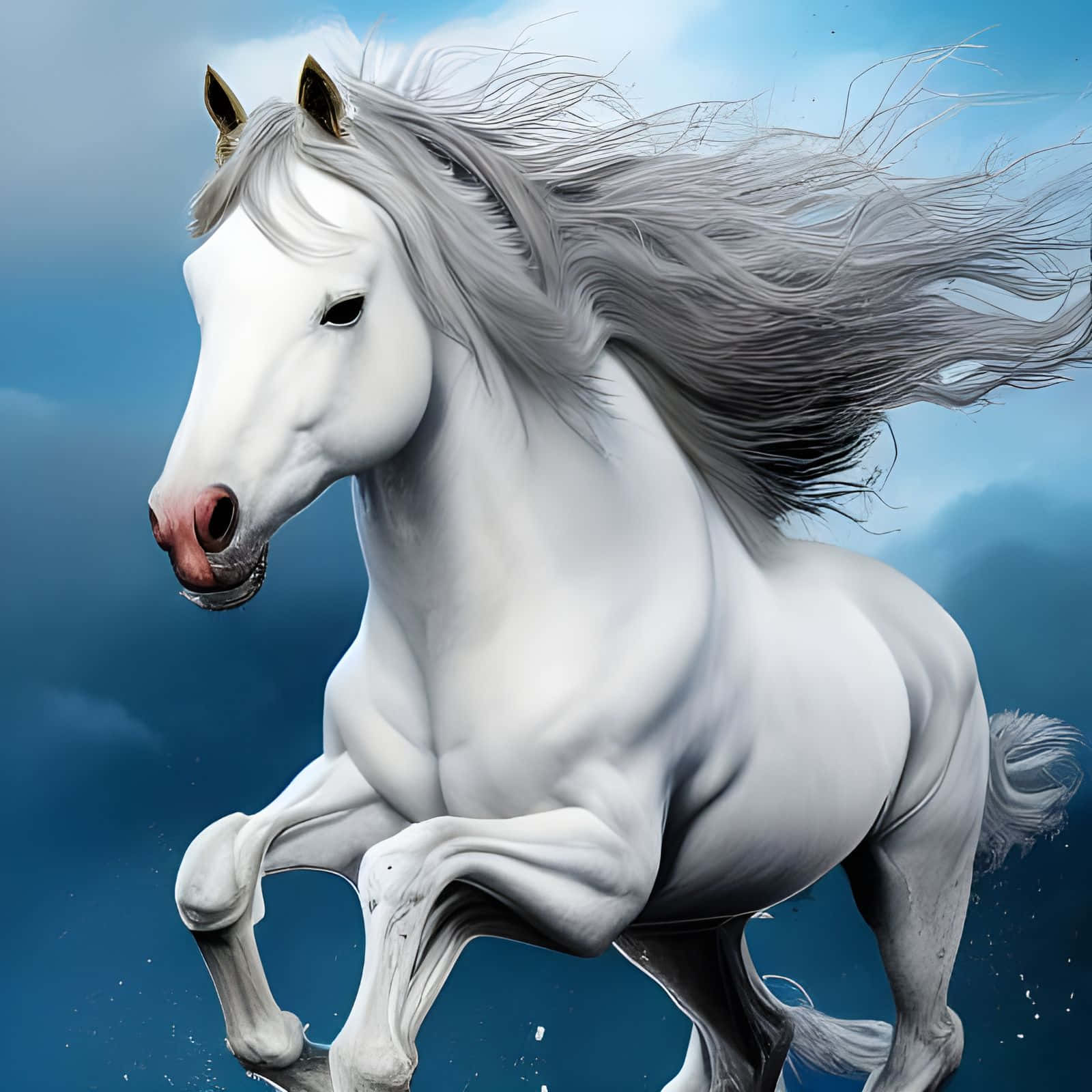 Beautiful 3D White Horse Picture