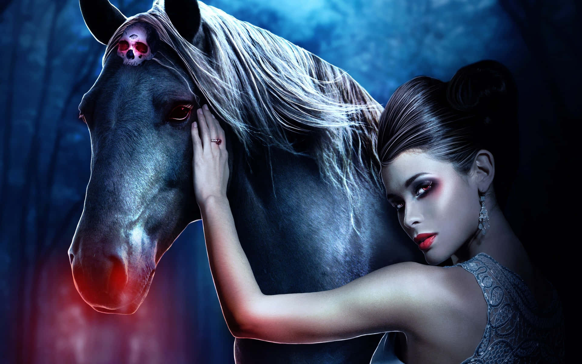 Kvinnasom Modellerar En Vacker Hästbild.