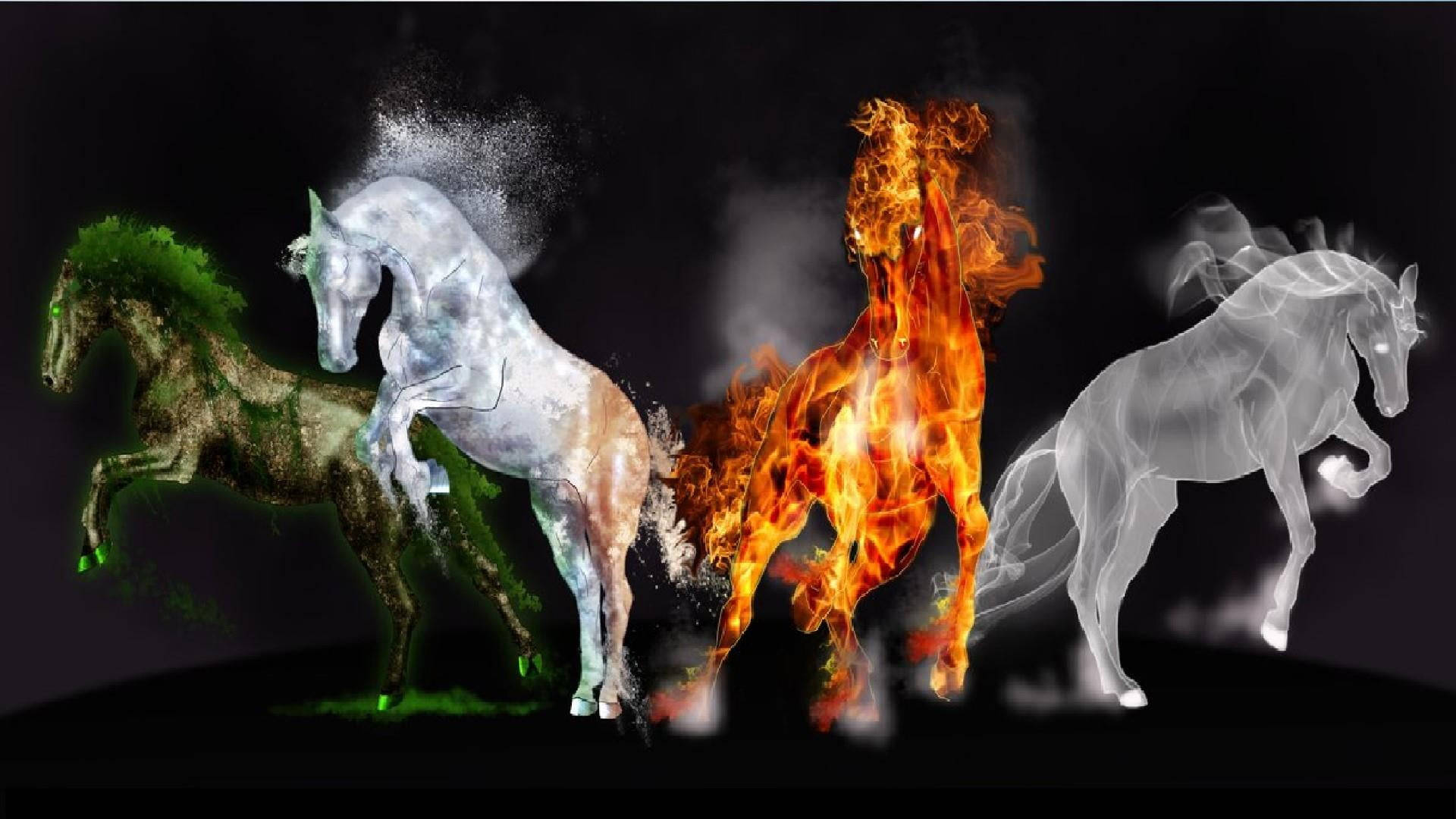 Beautiful Horses Representing The Elements Wallpaper