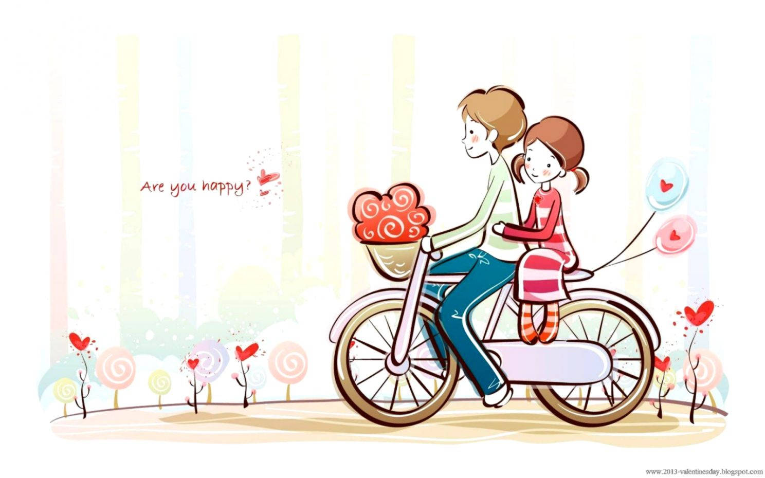 Beautiful Illustration Of Cute Couple Drawing Wallpaper