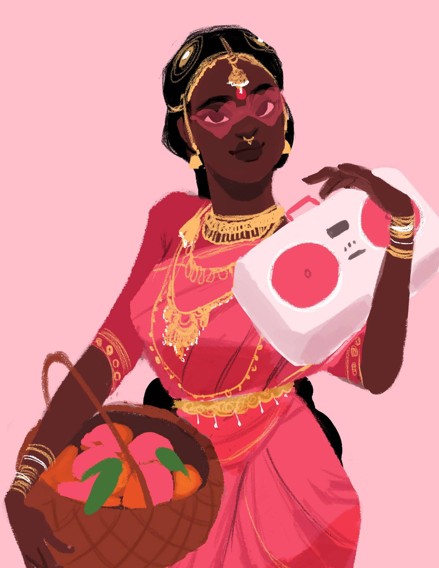 Vackerkonst Med Indisk Kvinna. Wallpaper