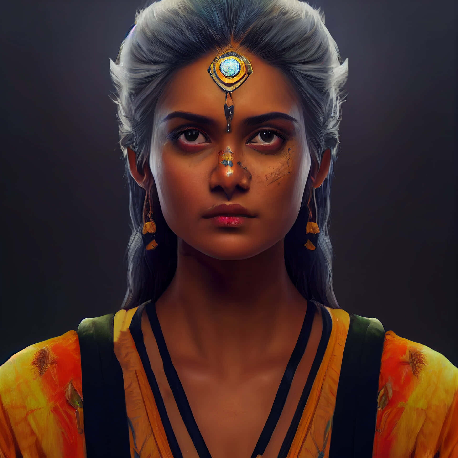 Vackerindisk Kvinna Digital Konstverk. Wallpaper
