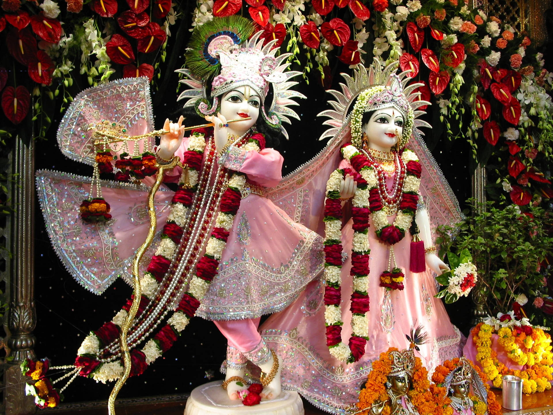 Beautiful Krishna And Radha Pink Aesthetic Outfit