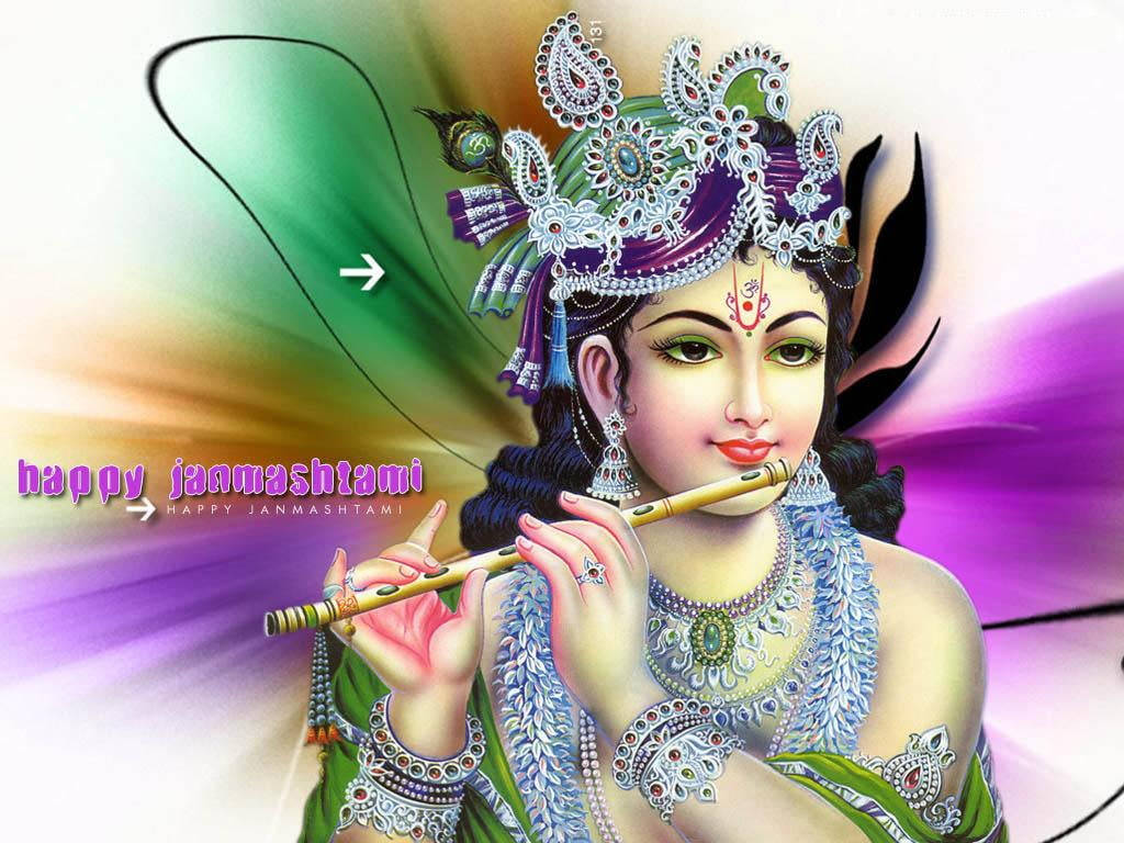 Beautiful Krishna Happy Janmashtami Poster Picture