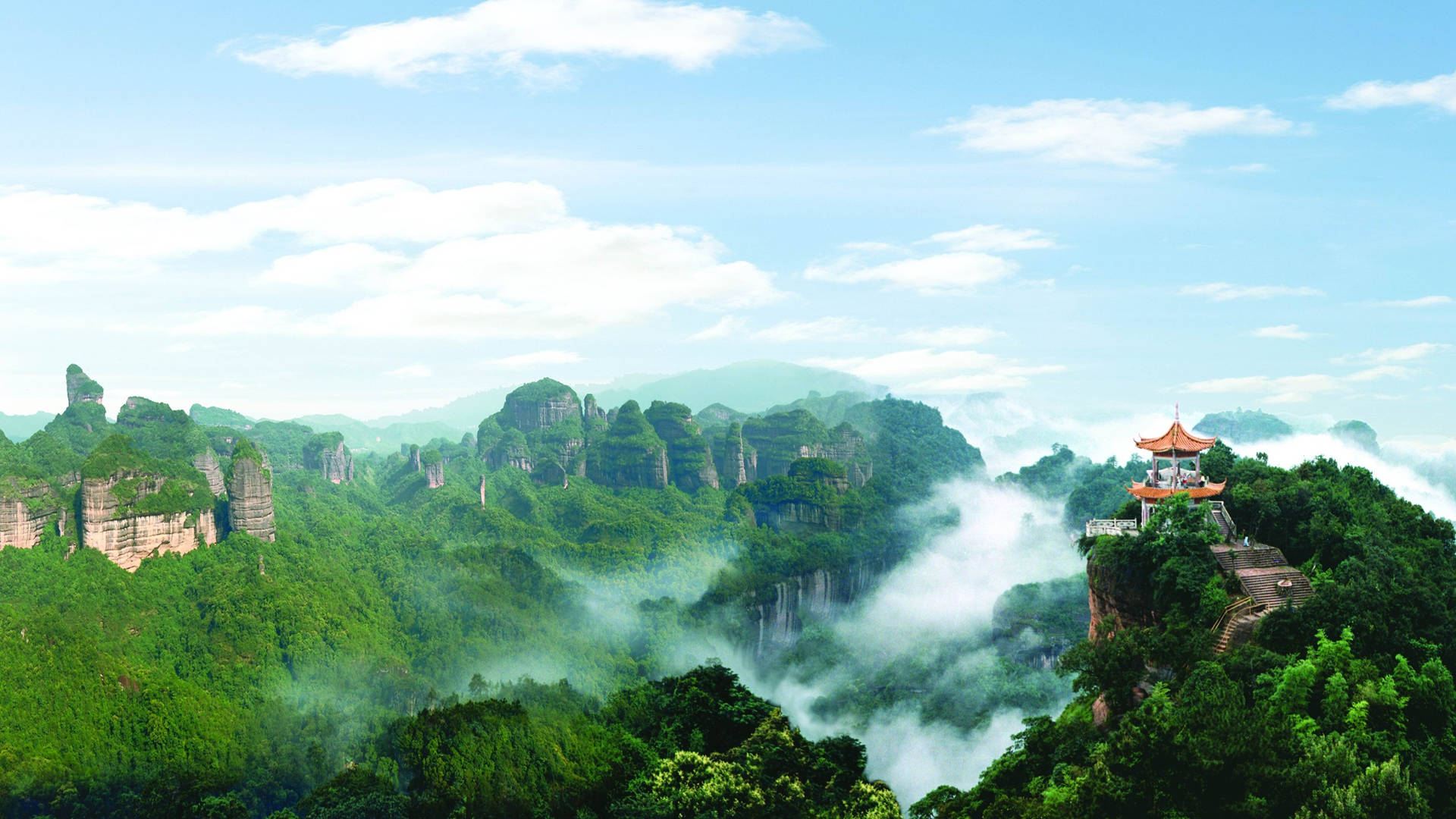Smukke landskab Danxia-bjerg naturtapet Wallpaper