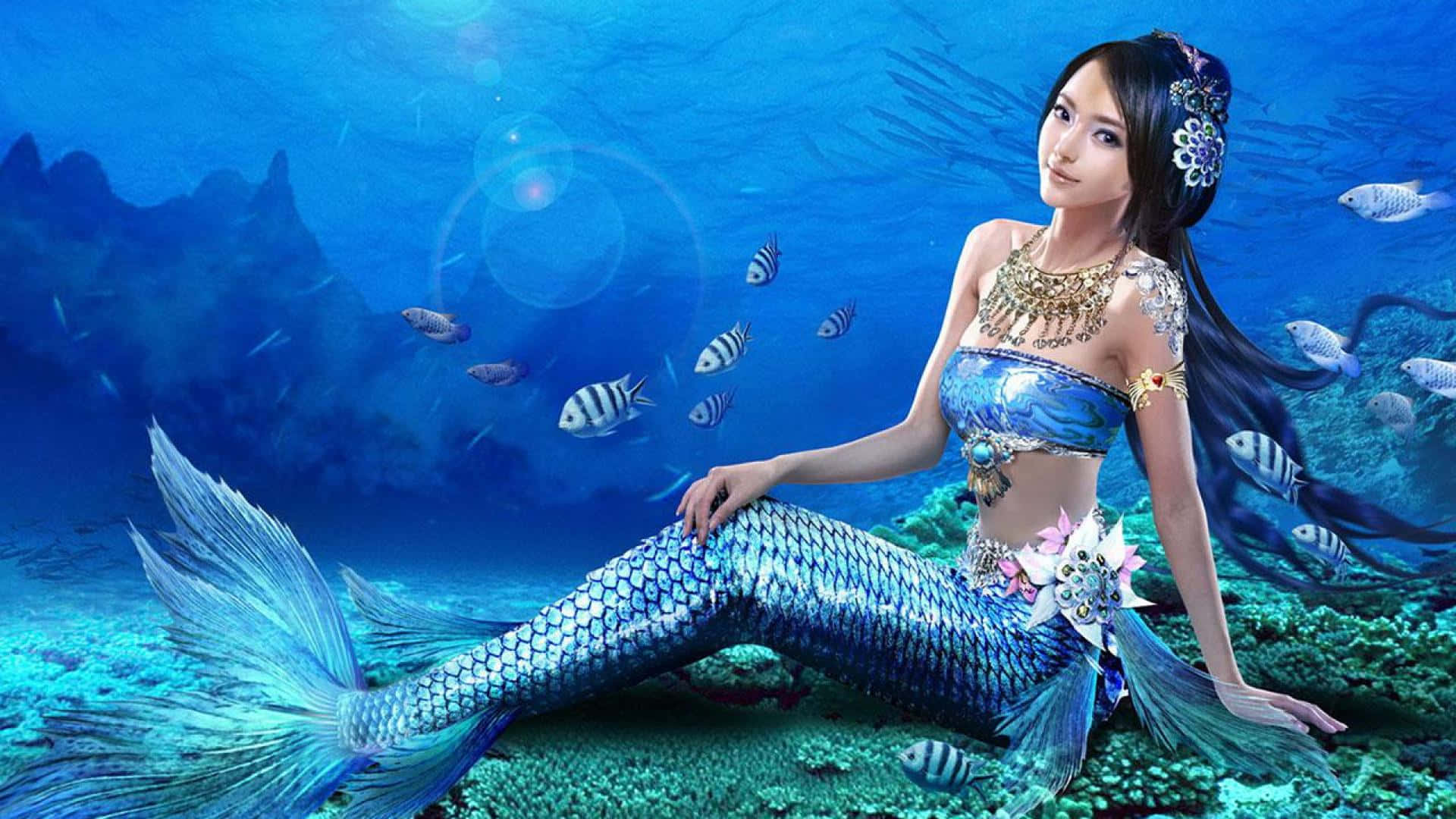 "Beautiful Mermaid Enchanting the Ocean" Wallpaper