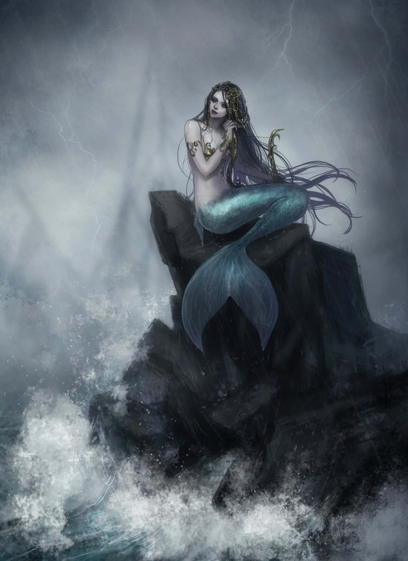 Beautiful Dark Mermaid Wallpaper