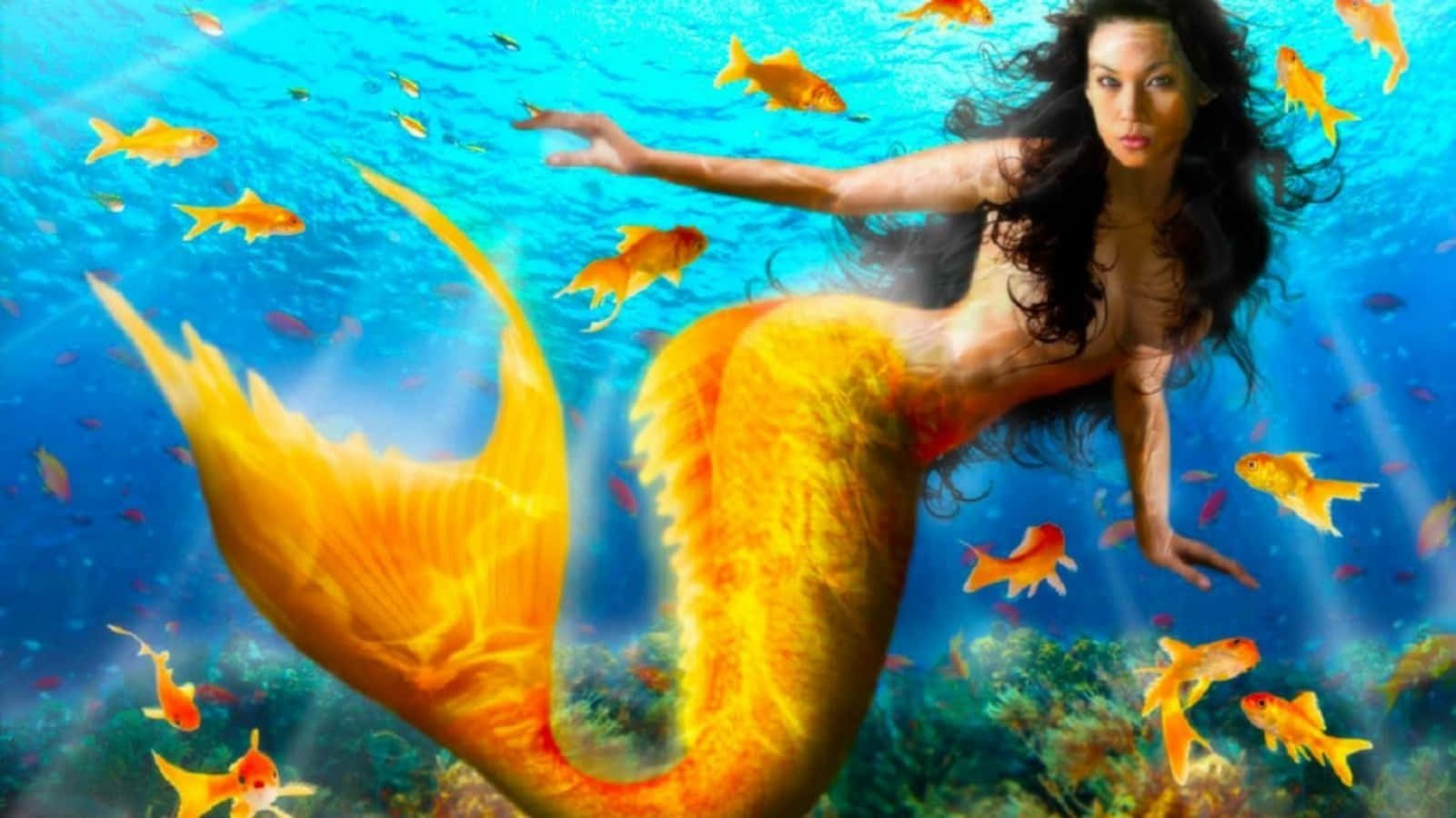 Beautiful Yellow Mermaid Wallpaper