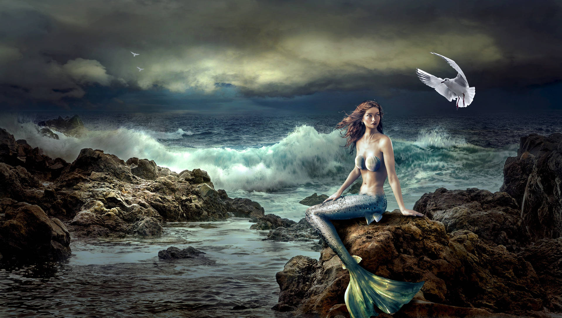 Beautiful Mermaid Mythical Creature Wallpaper