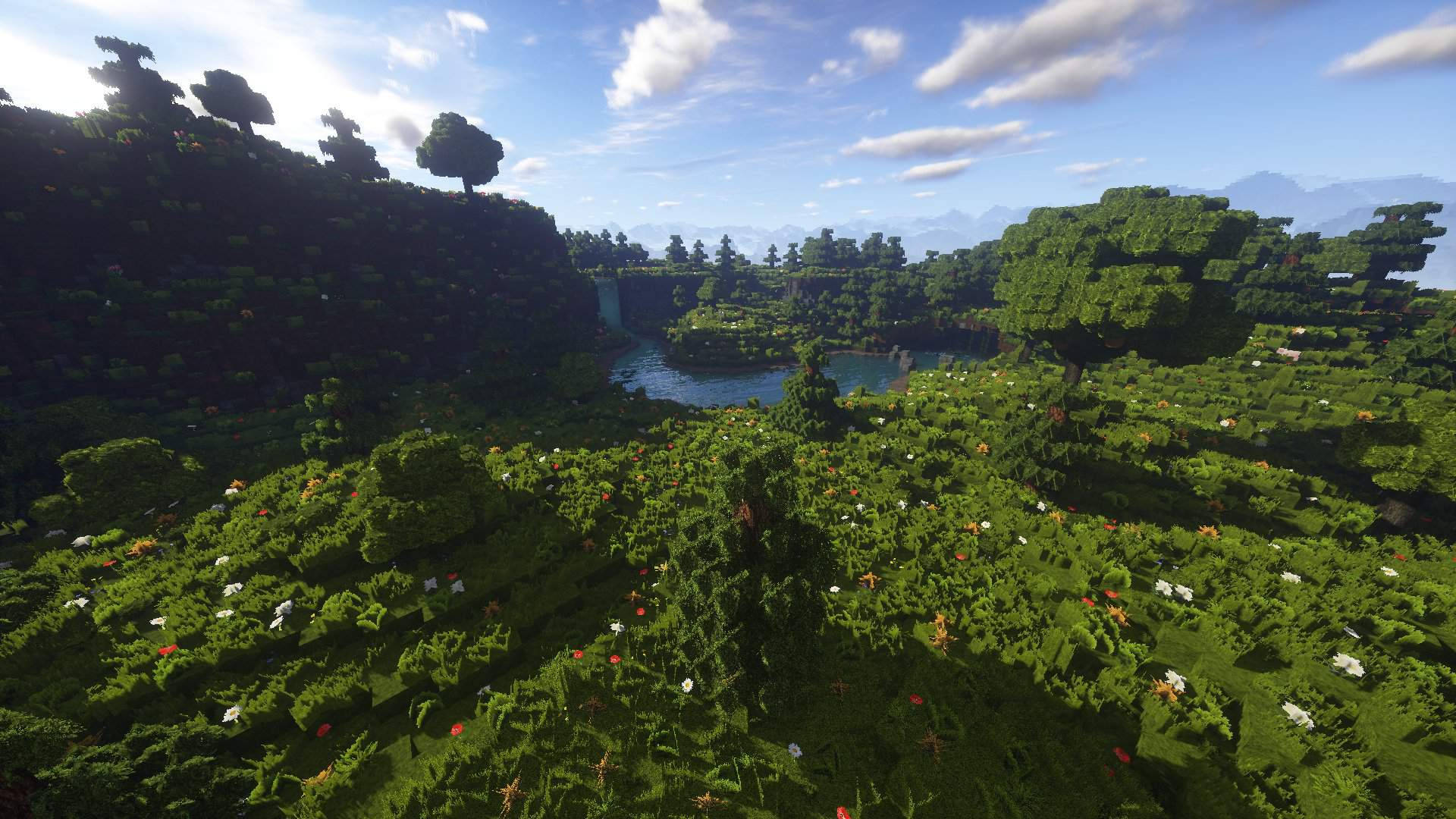 Beautiful Minecraft Green Scenic Landscape Background