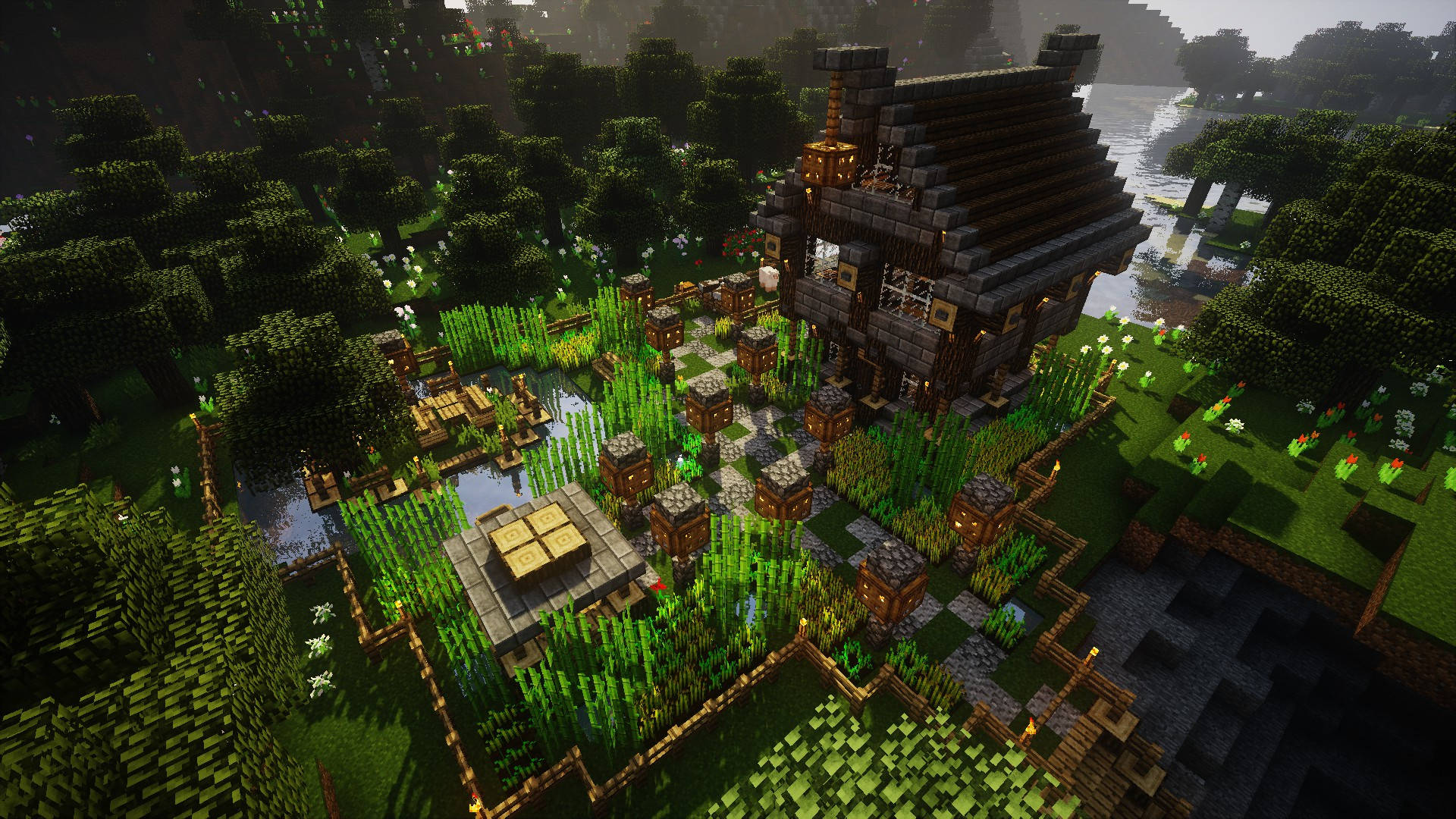 Beautiful Minecraft House With Garden Picture