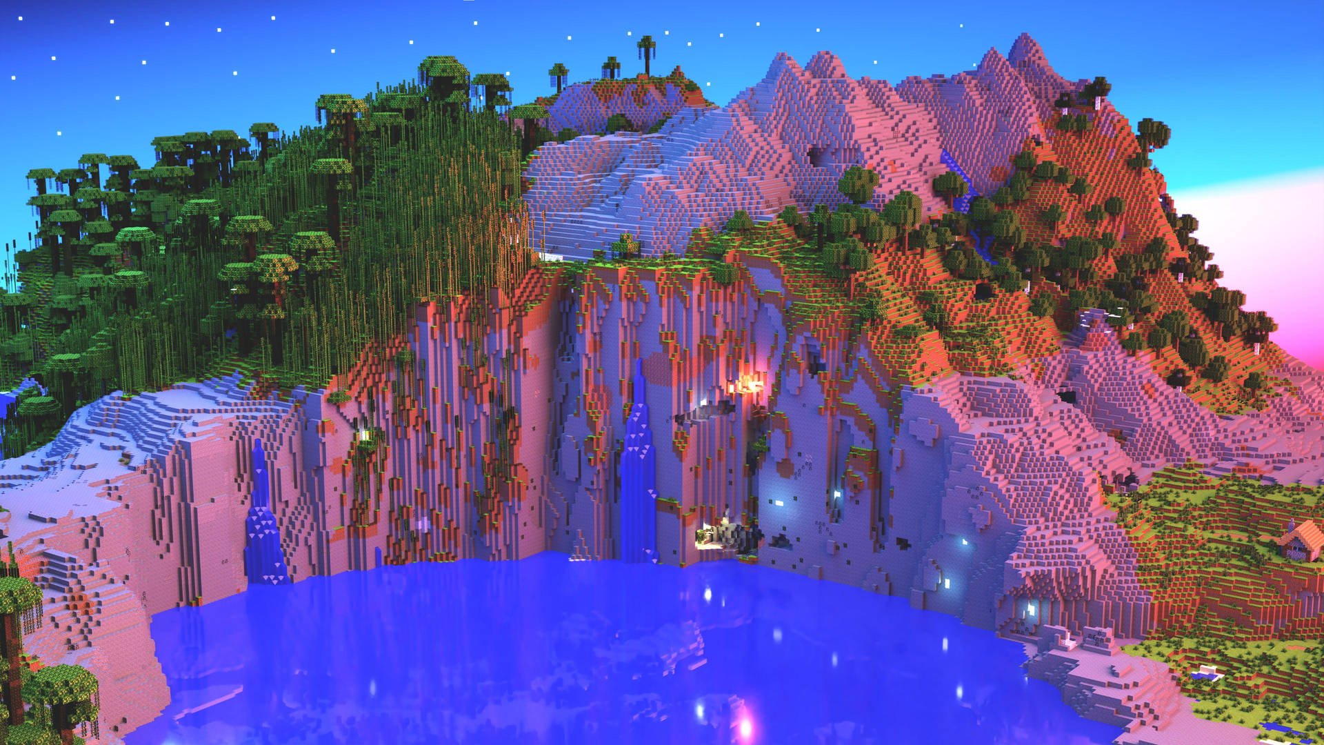 Beautiful Minecraft Pink Mountain Wallpaper