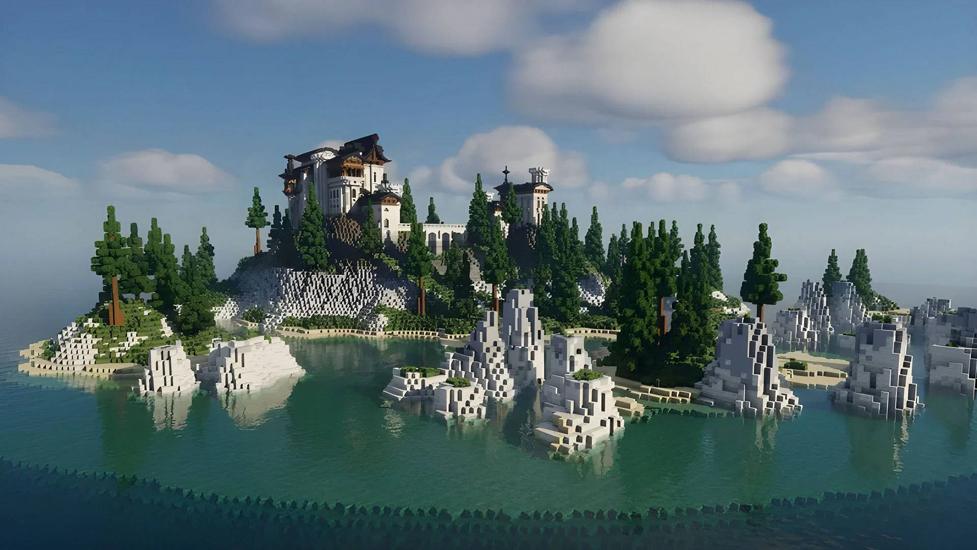 Beautiful Minecraft White Castle Background