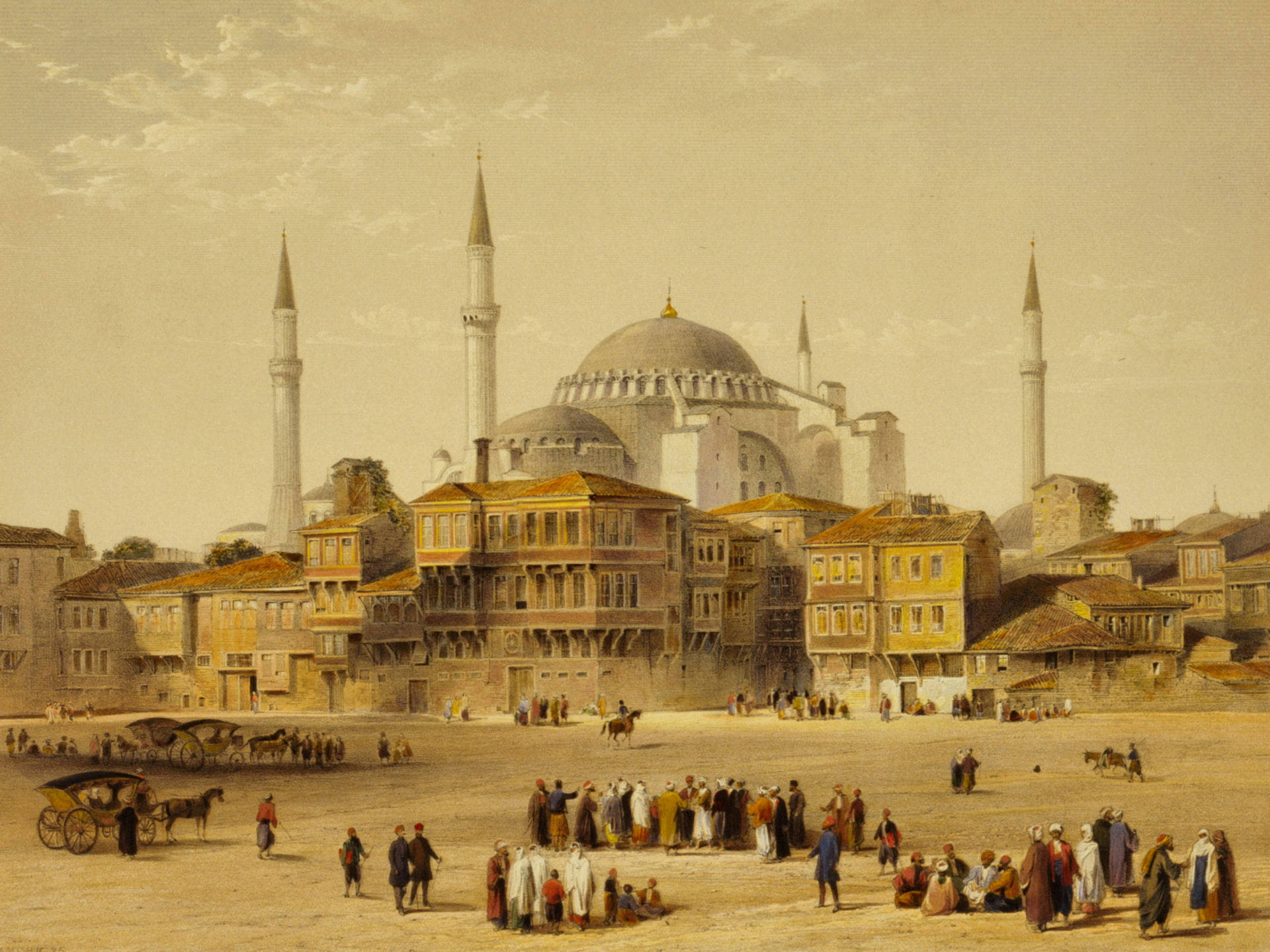 Beautiful Mosque Hagia Sophia Illustration Background
