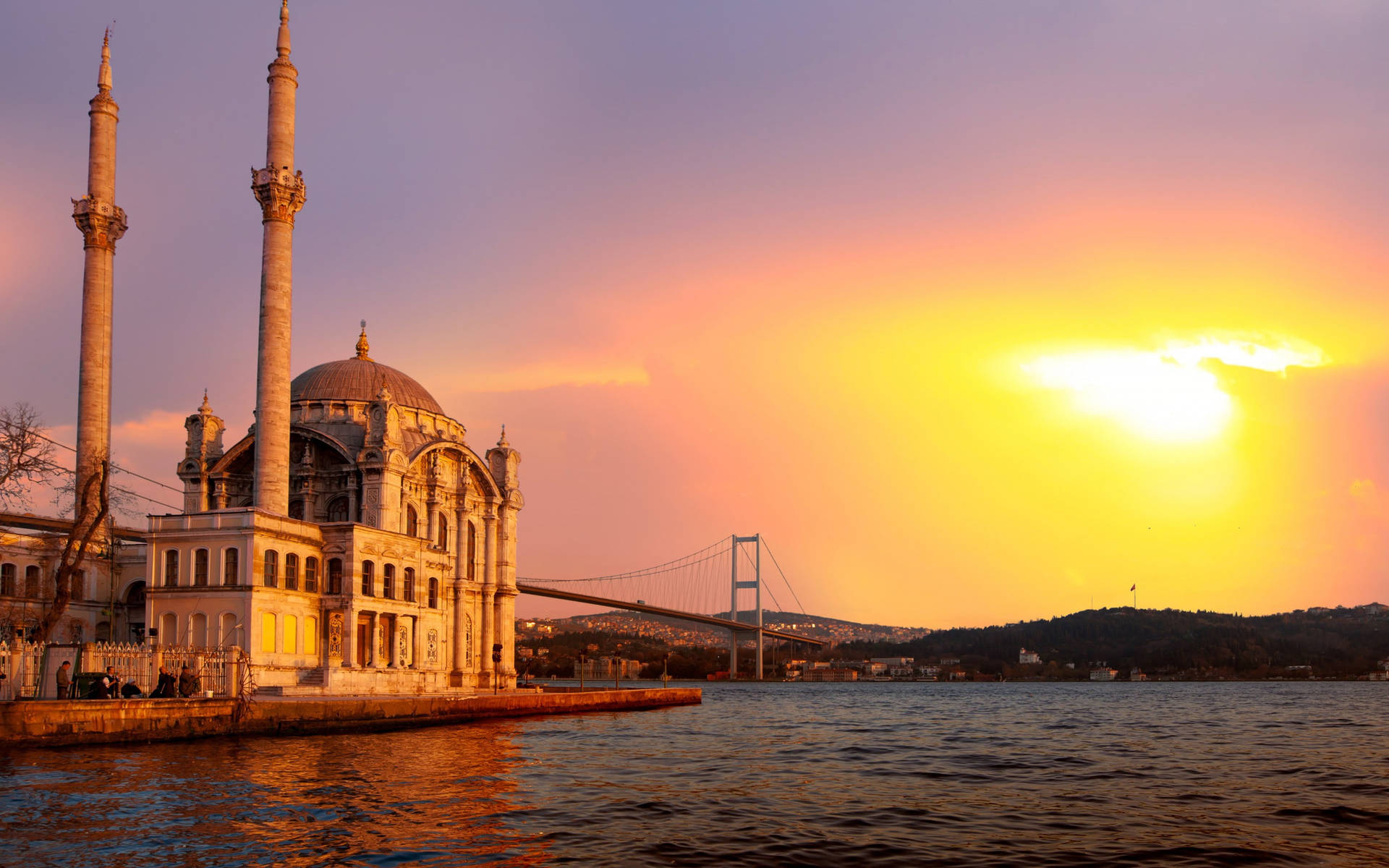 Beautiful Mosque Ortaköy Sunset Background