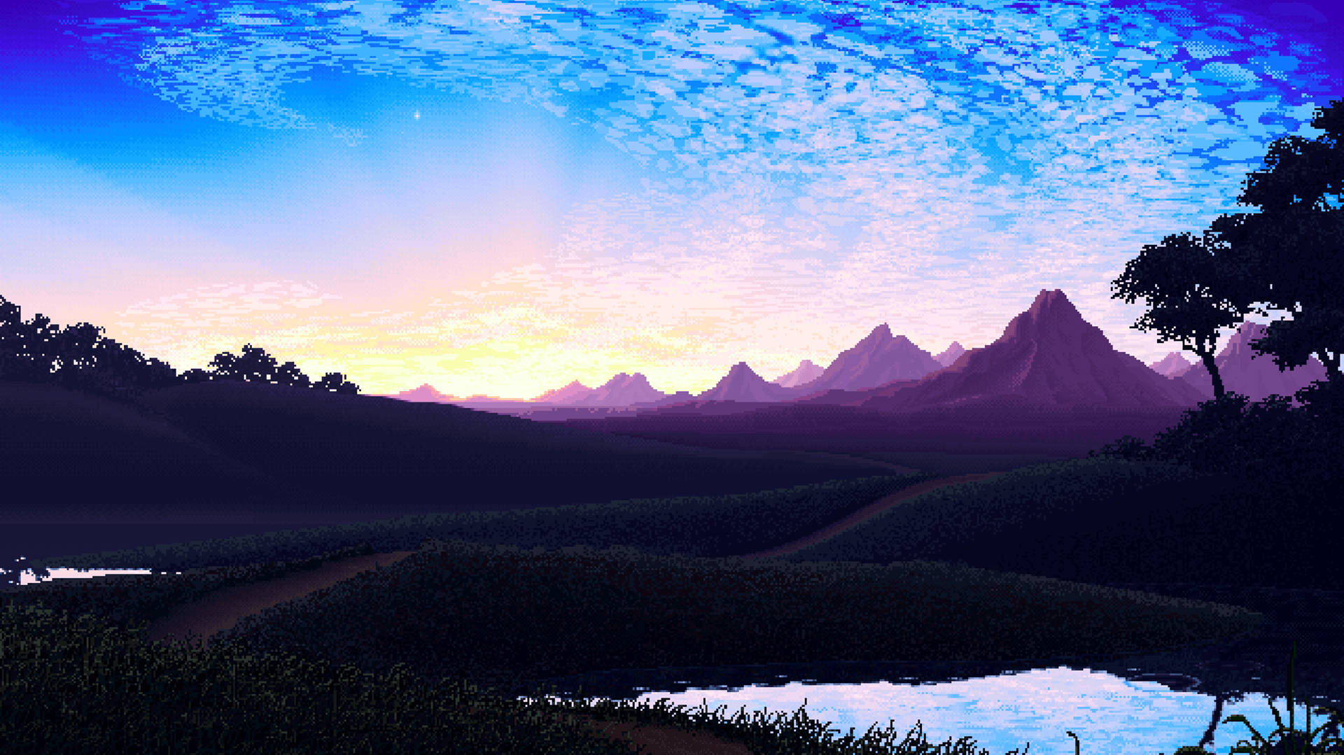 Beautiful Mountain Landscape Pixel Art