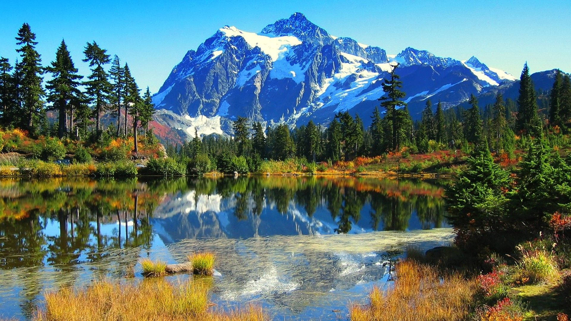Beautiful Mountain View By The Lake Desktop Wallpaper