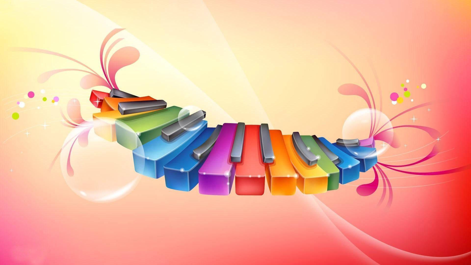 Smuk Musik Farverige Piano Taster Wallpaper