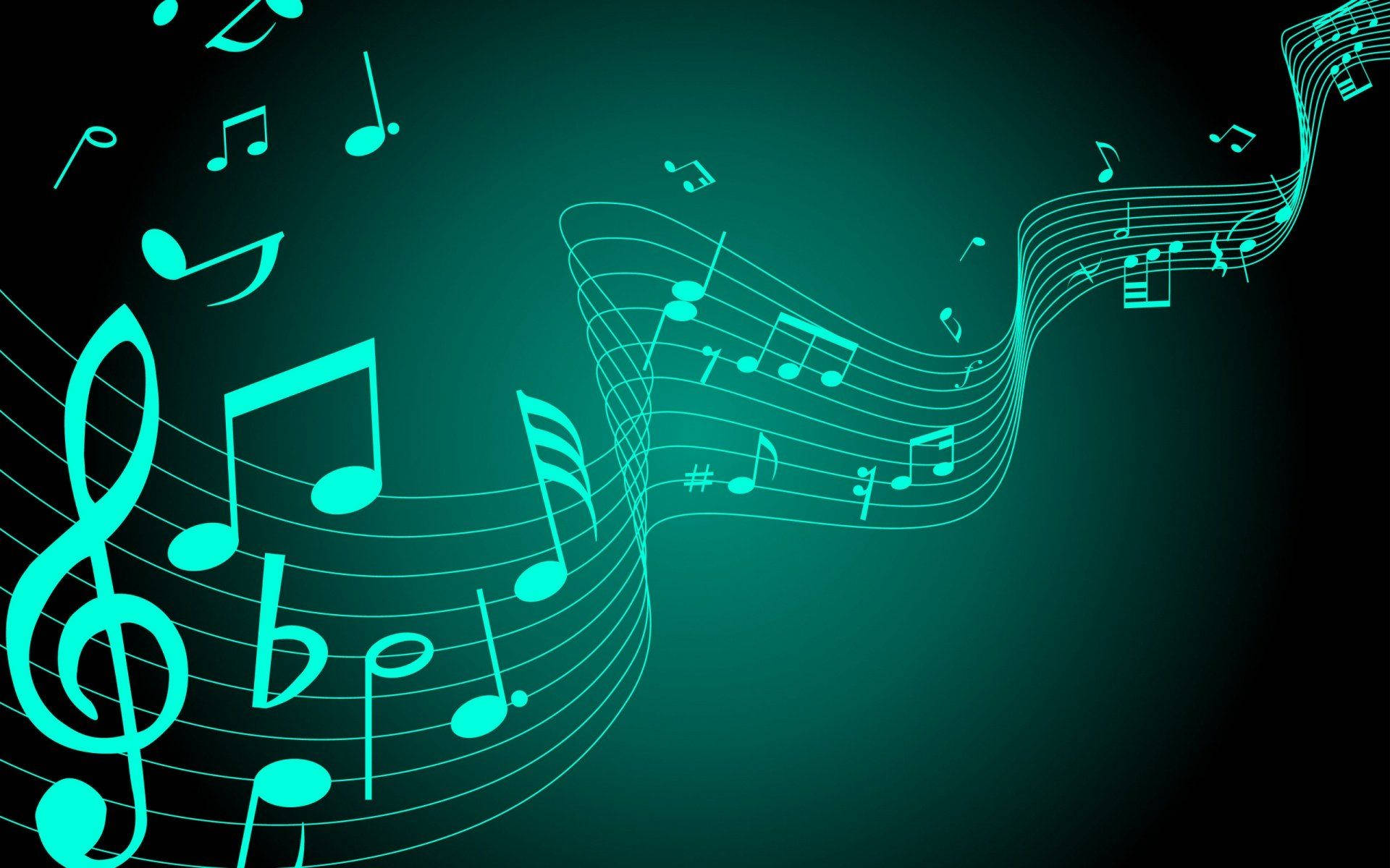 Beautiful Music Glowing Musical Notes Wallpaper