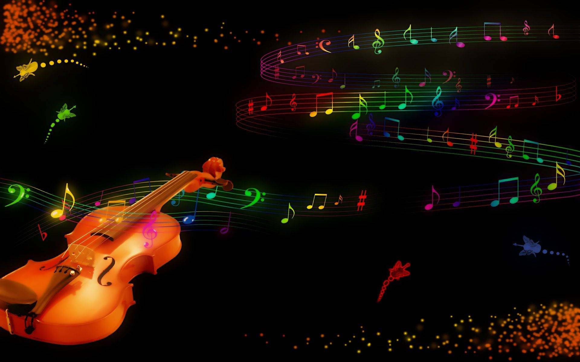 Smukke musik glødende violin design Wallpaper