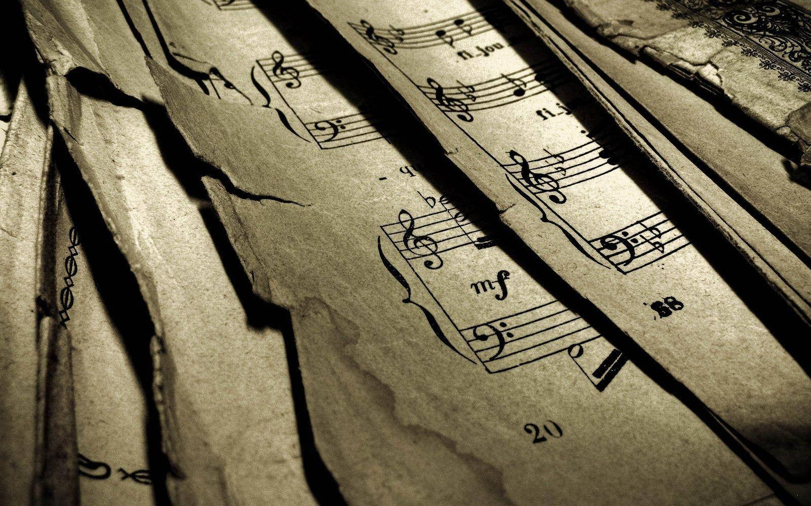 Smukke musik gamle musiknote diagrammer mønster skrivebordsbaggrund Wallpaper