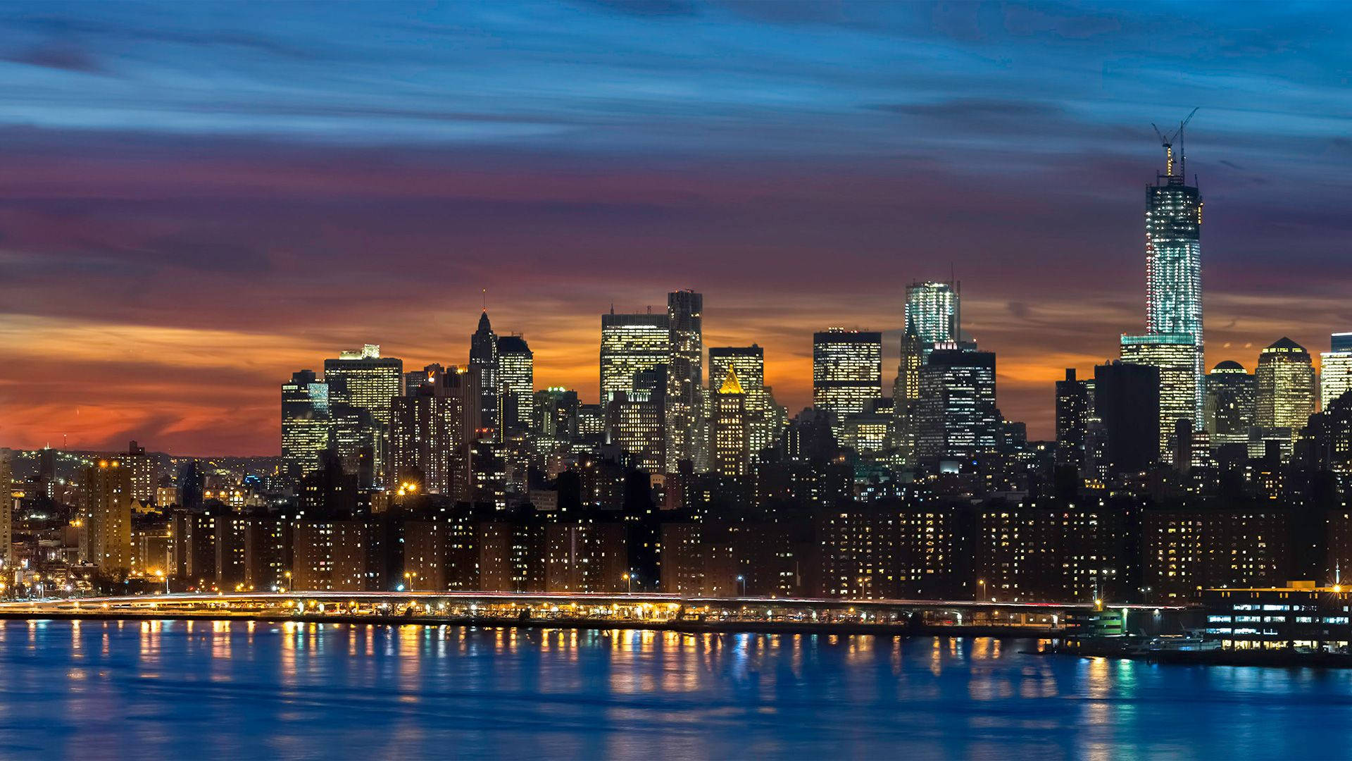 Beautiful New York Skyline By The River Wallpaper