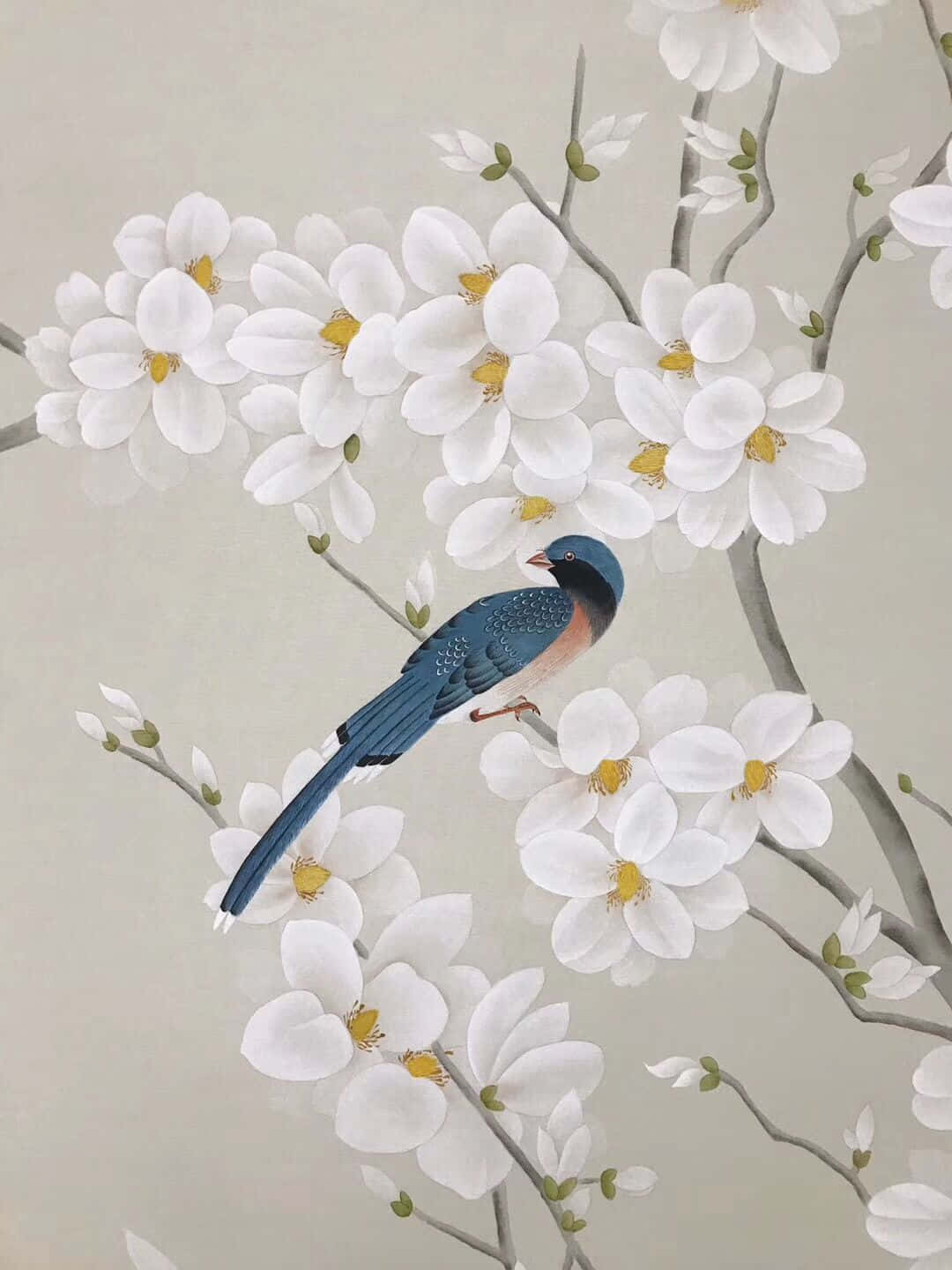 Download Beautiful Painting Of Magnolia Flower Wallpaper 