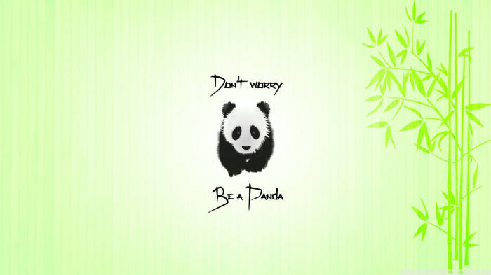 Beautiful Panda With Green Bamboo Wallpaper
